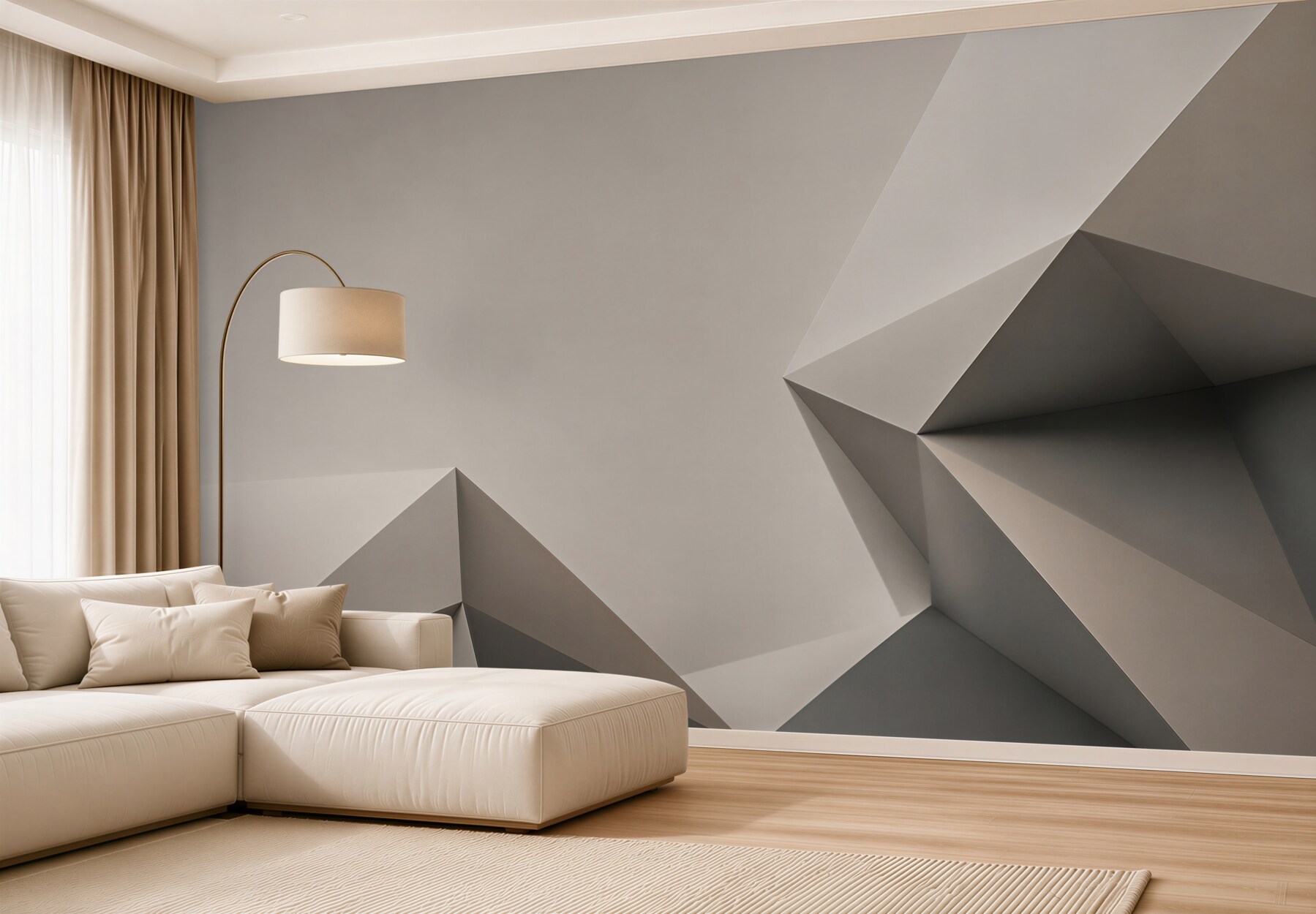 Fototapeta geometryczna abstrakcja 3D w szaro beżowych tonach?v23