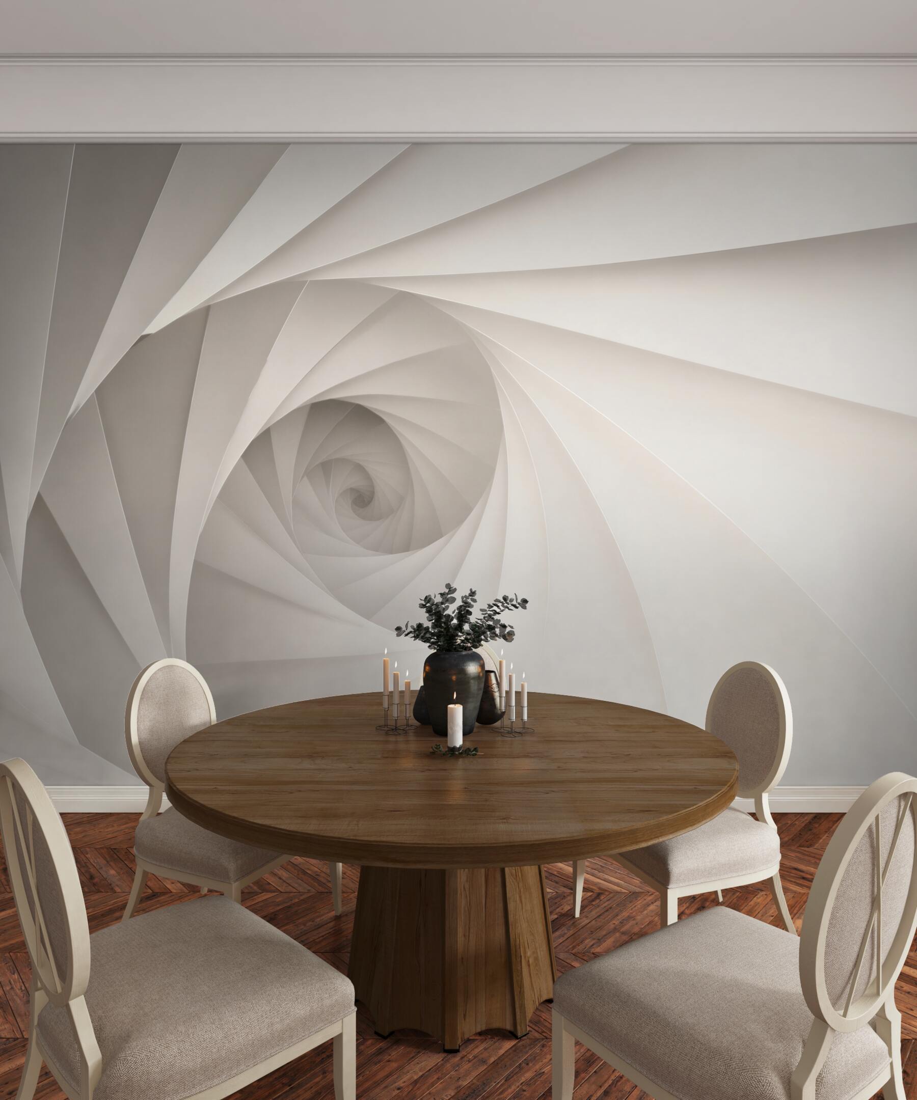 Fototapeta geometryczna spirala biała nowoczesna iluzja przestrzenna?v23