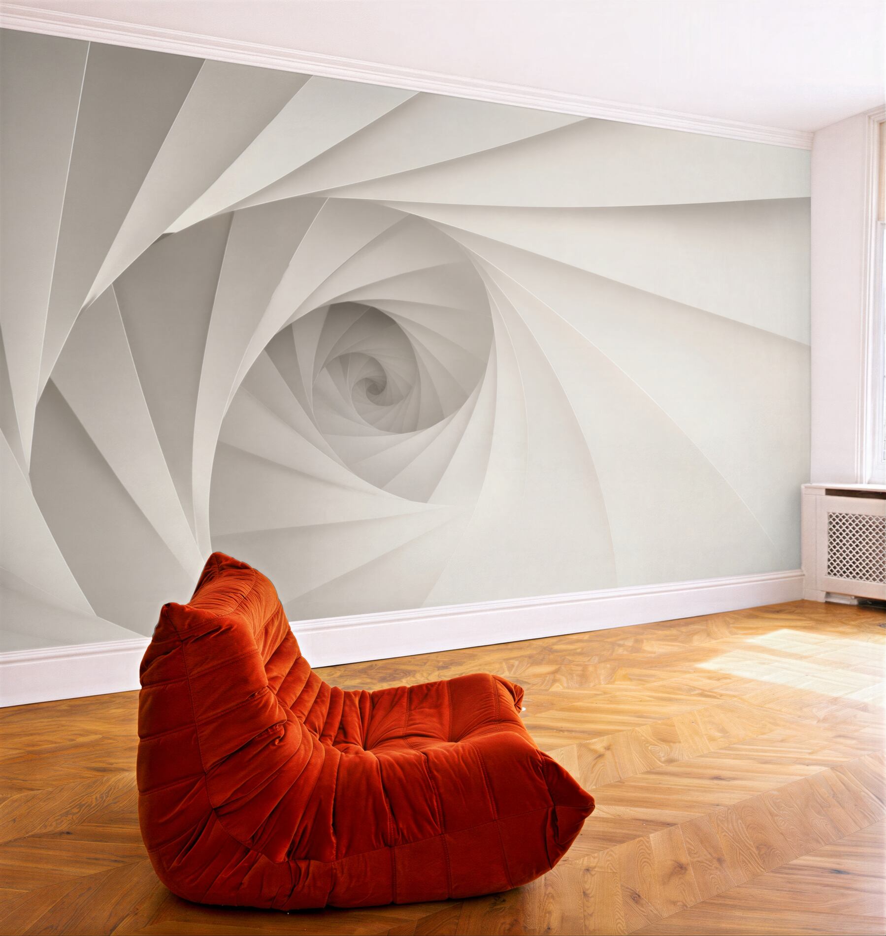 Fototapeta geometryczna spirala biała nowoczesna iluzja przestrzenna?v23