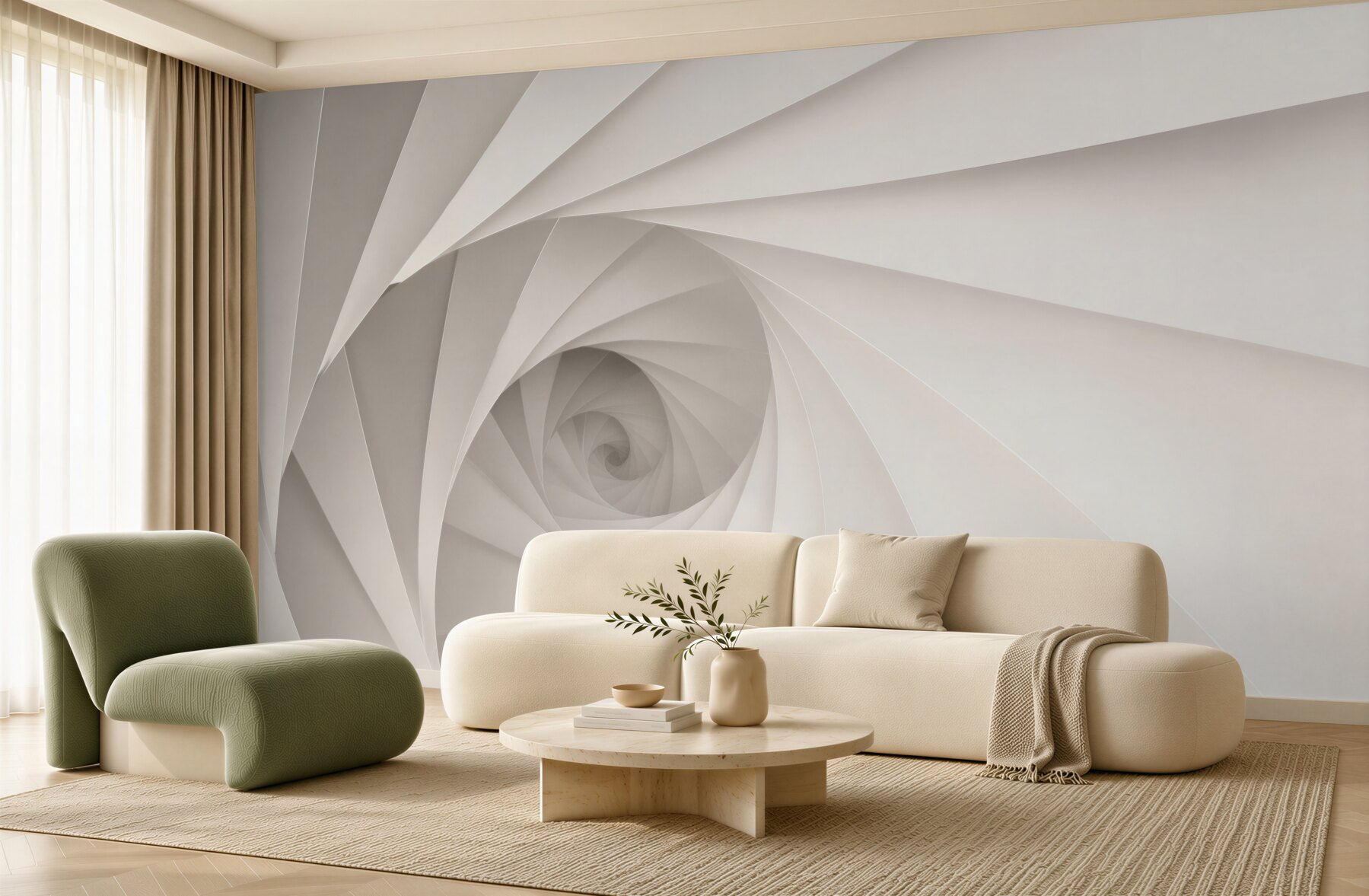 Fototapeta geometryczna spirala biała nowoczesna iluzja przestrzenna?v23