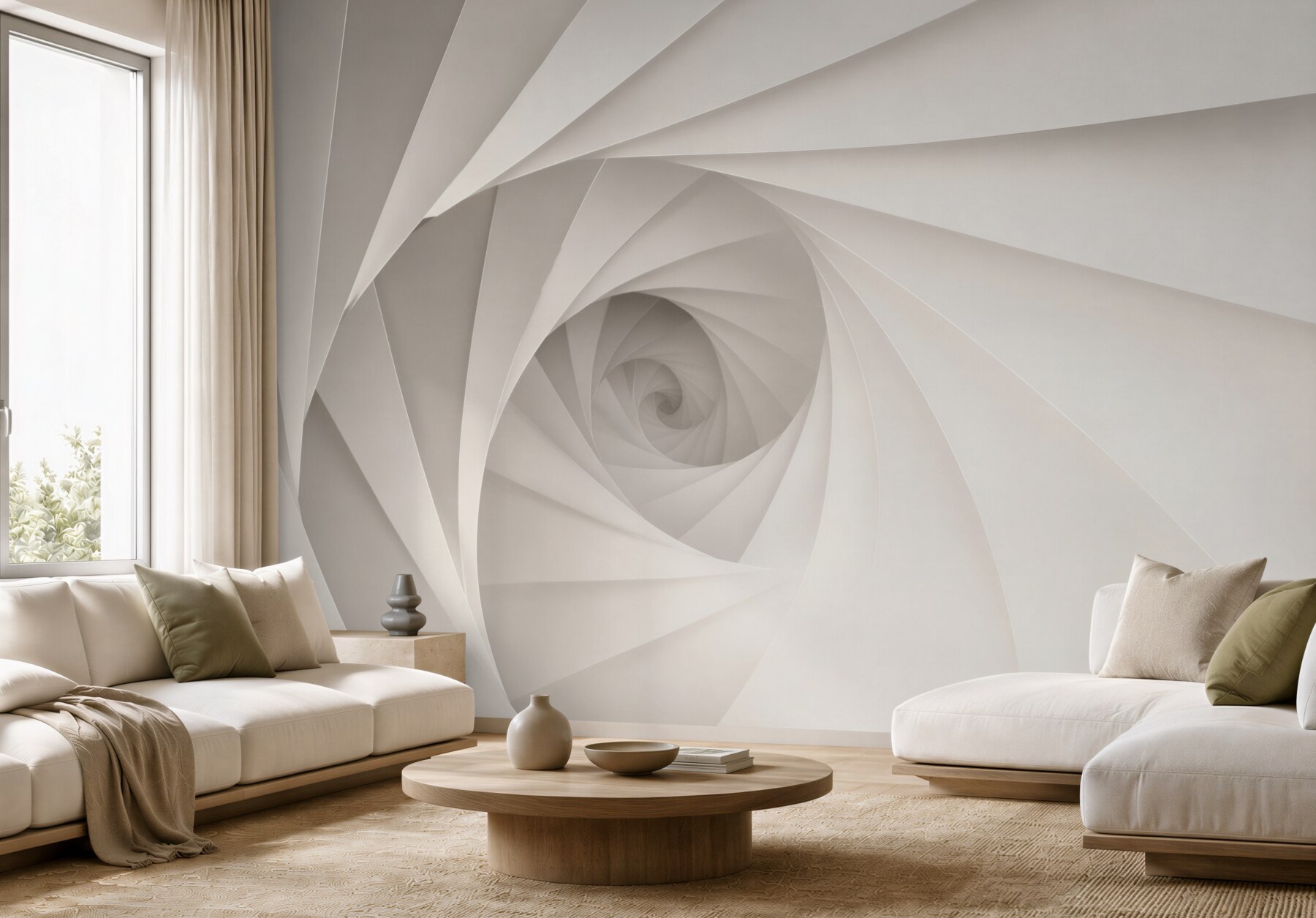 Fototapeta geometryczna spirala biała nowoczesna iluzja przestrzenna?v23