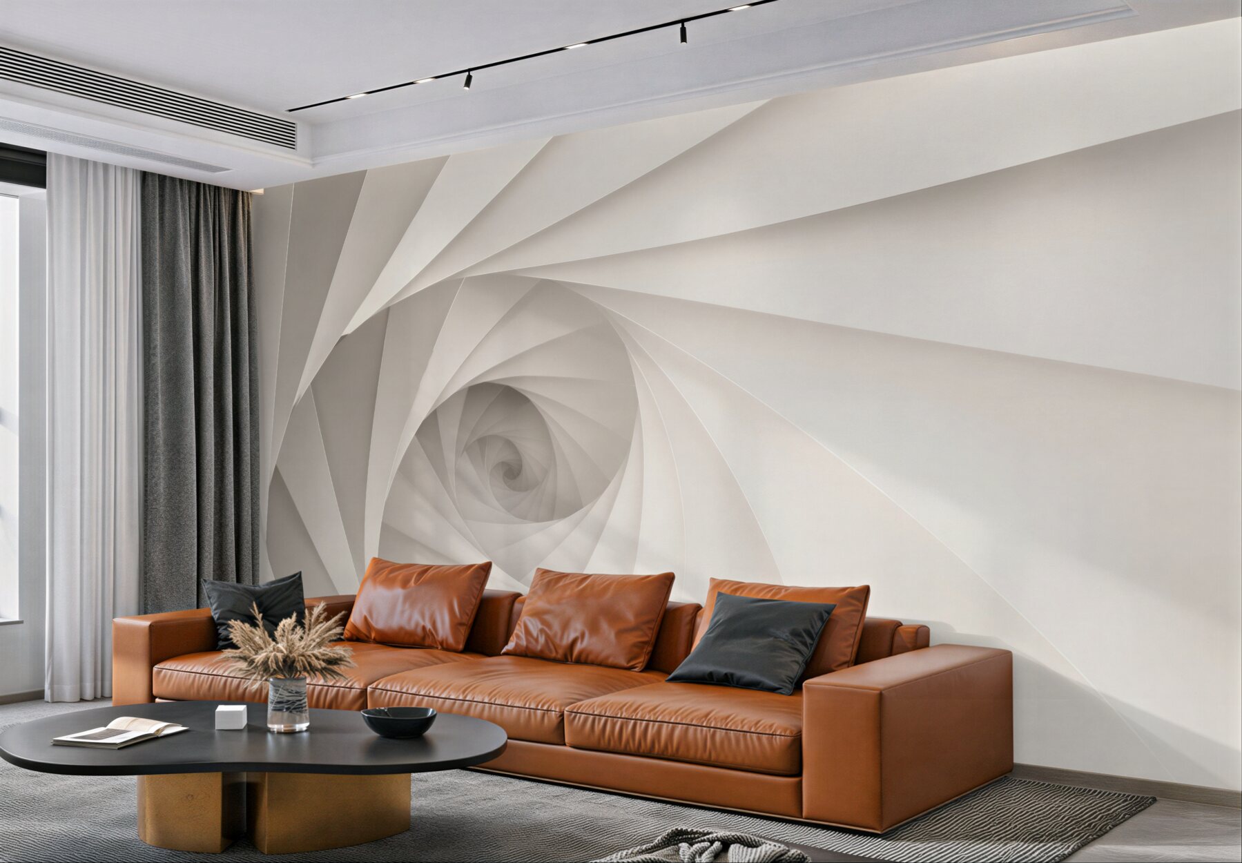 Fototapeta geometryczna spirala biała nowoczesna iluzja przestrzenna?v23