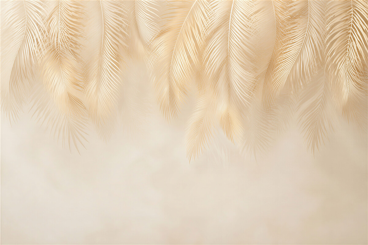 Fototapeta złote liście palmowe na jasnym tle elegancka