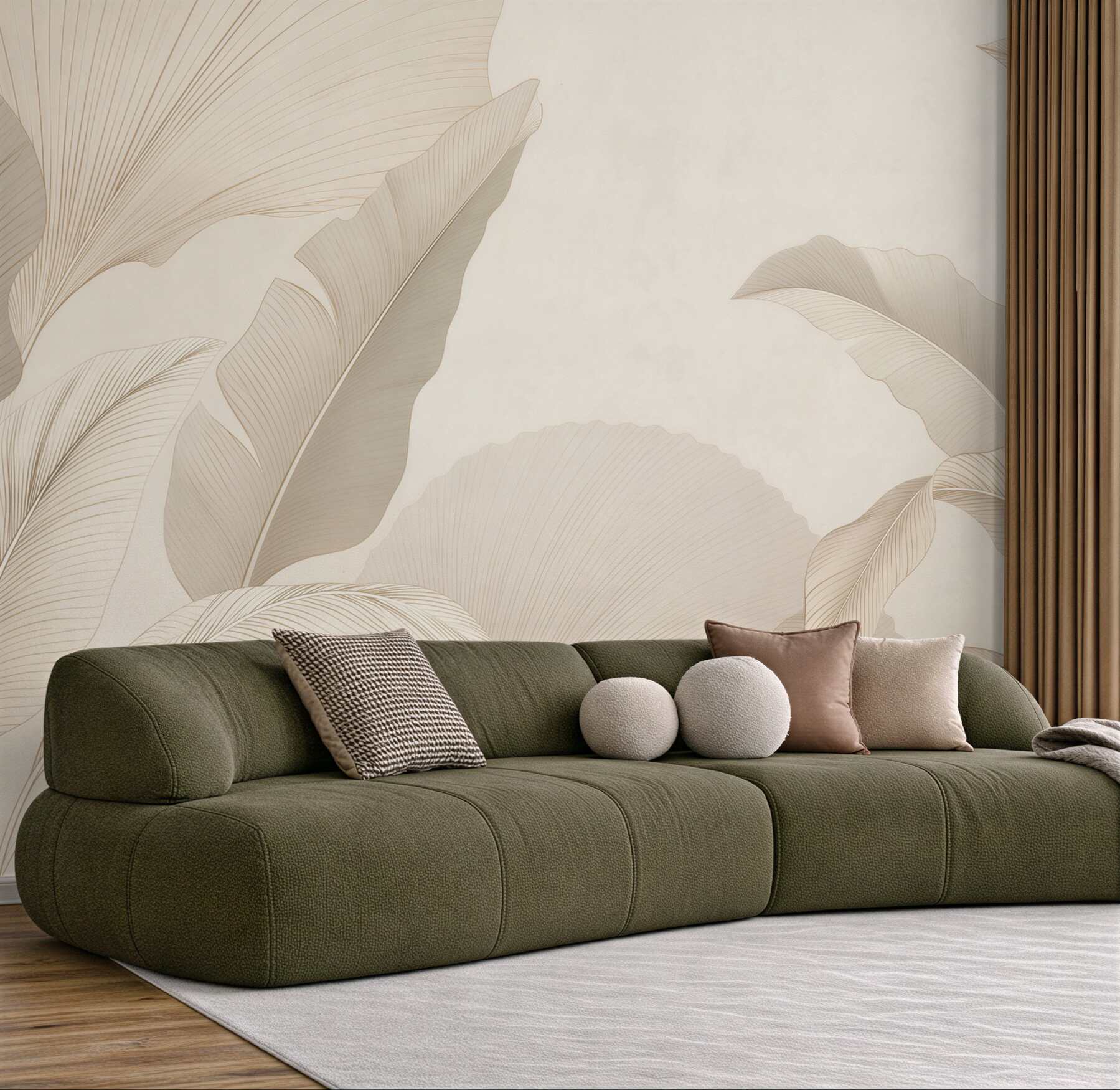 Fototapeta beżowe liście tropikalne minimalistyczna elegancja?v23