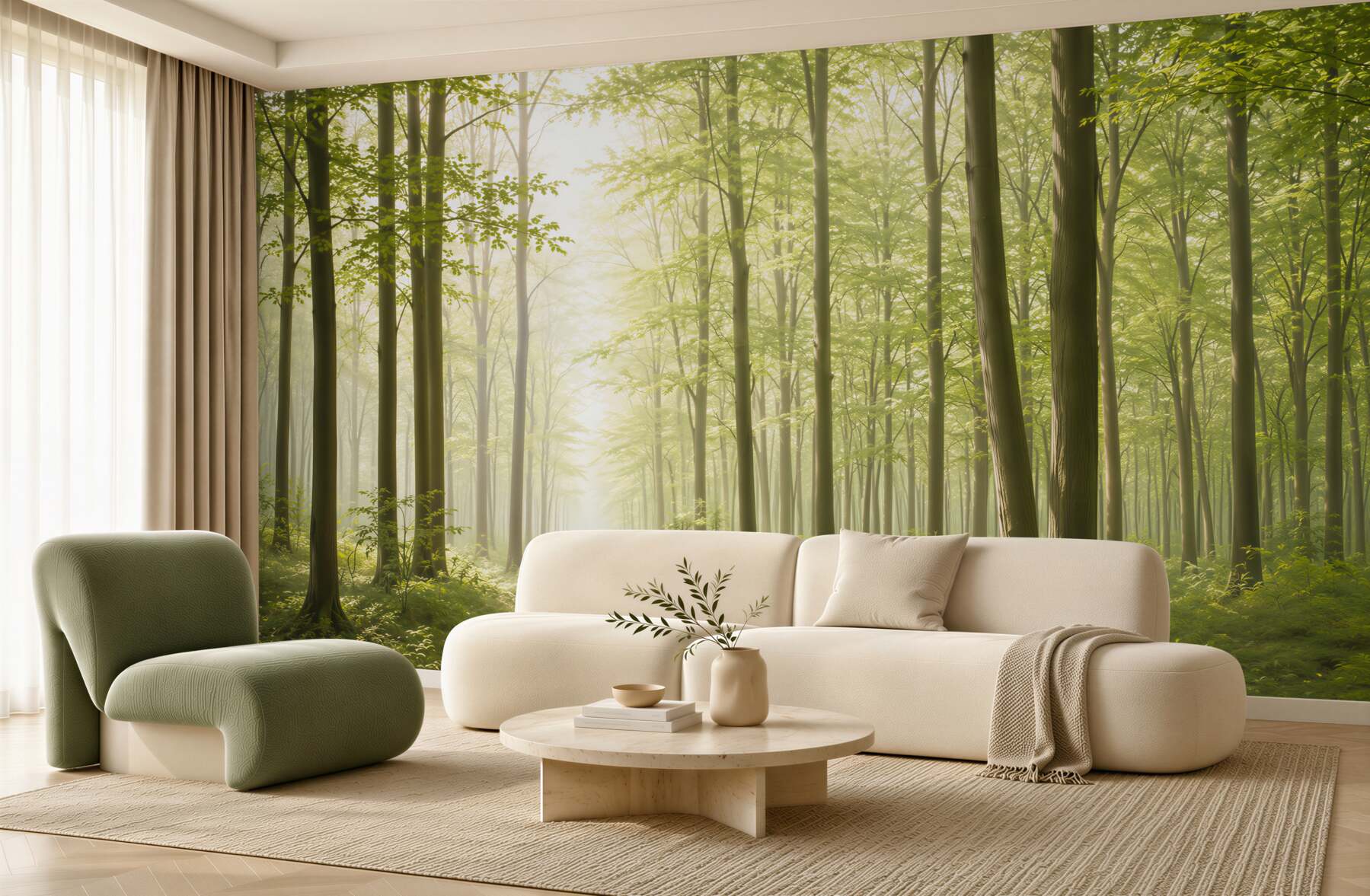 Fototapeta leśna ścieżka w porannym świetle zielona i relaksująca?v23