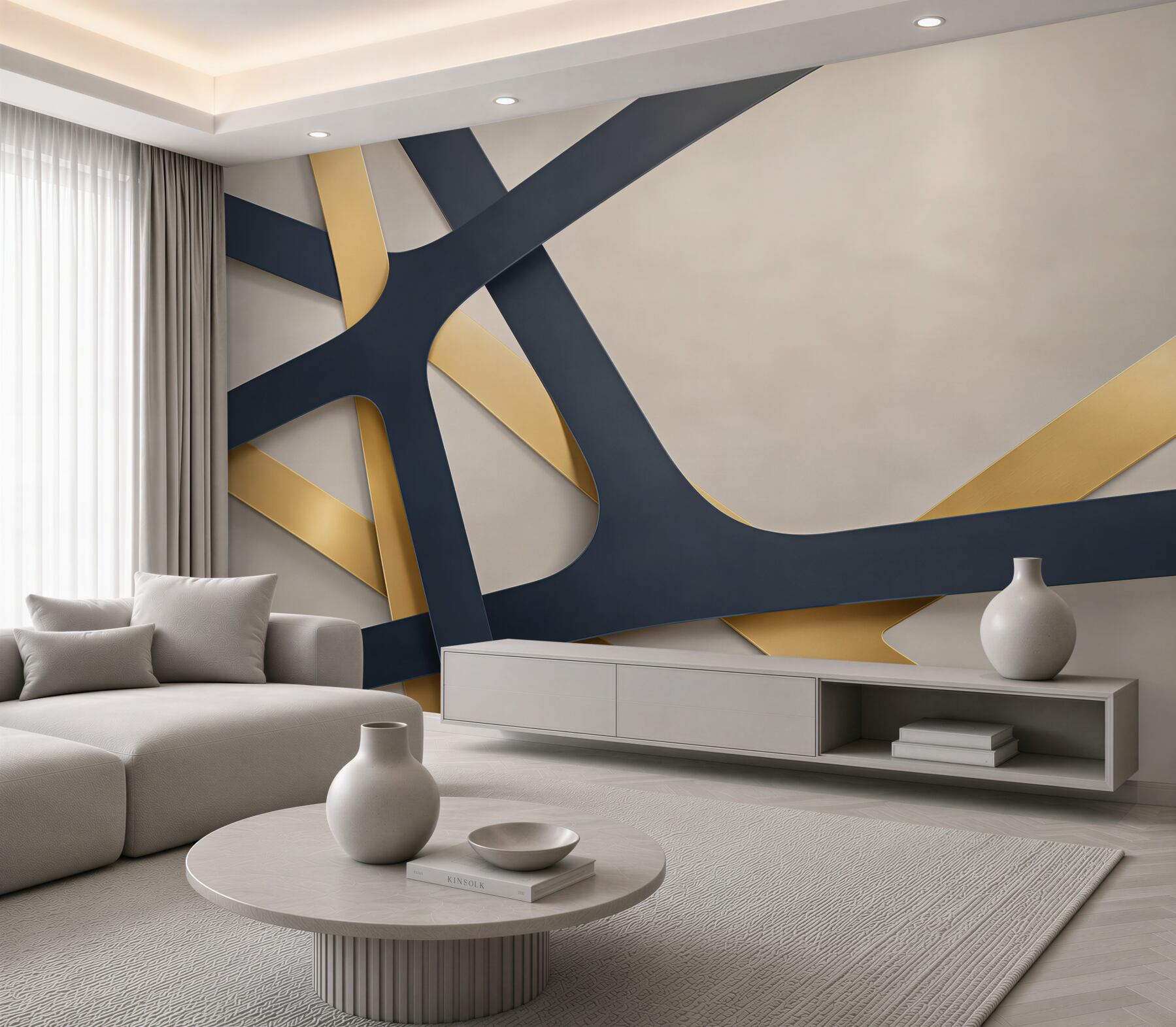 Fototapeta geometryczna abstrakcja granatowo złota nowoczesna elegancja?v23