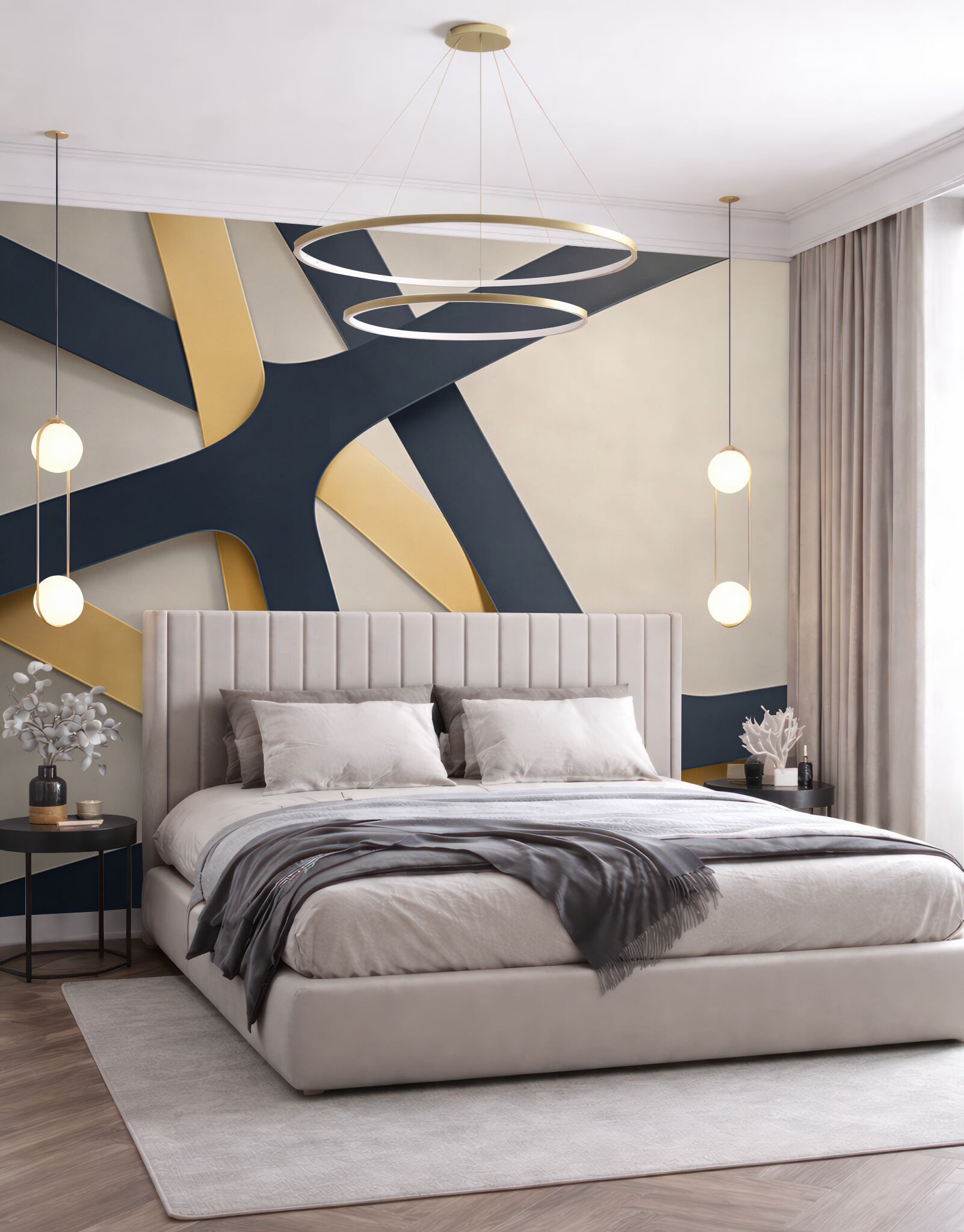 Fototapeta geometryczna abstrakcja granatowo złota nowoczesna elegancja?v23