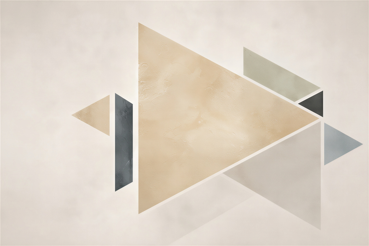 Fototapeta geometryczne trójkąty beżowo szare nowoczesna abstrakcja do salonu