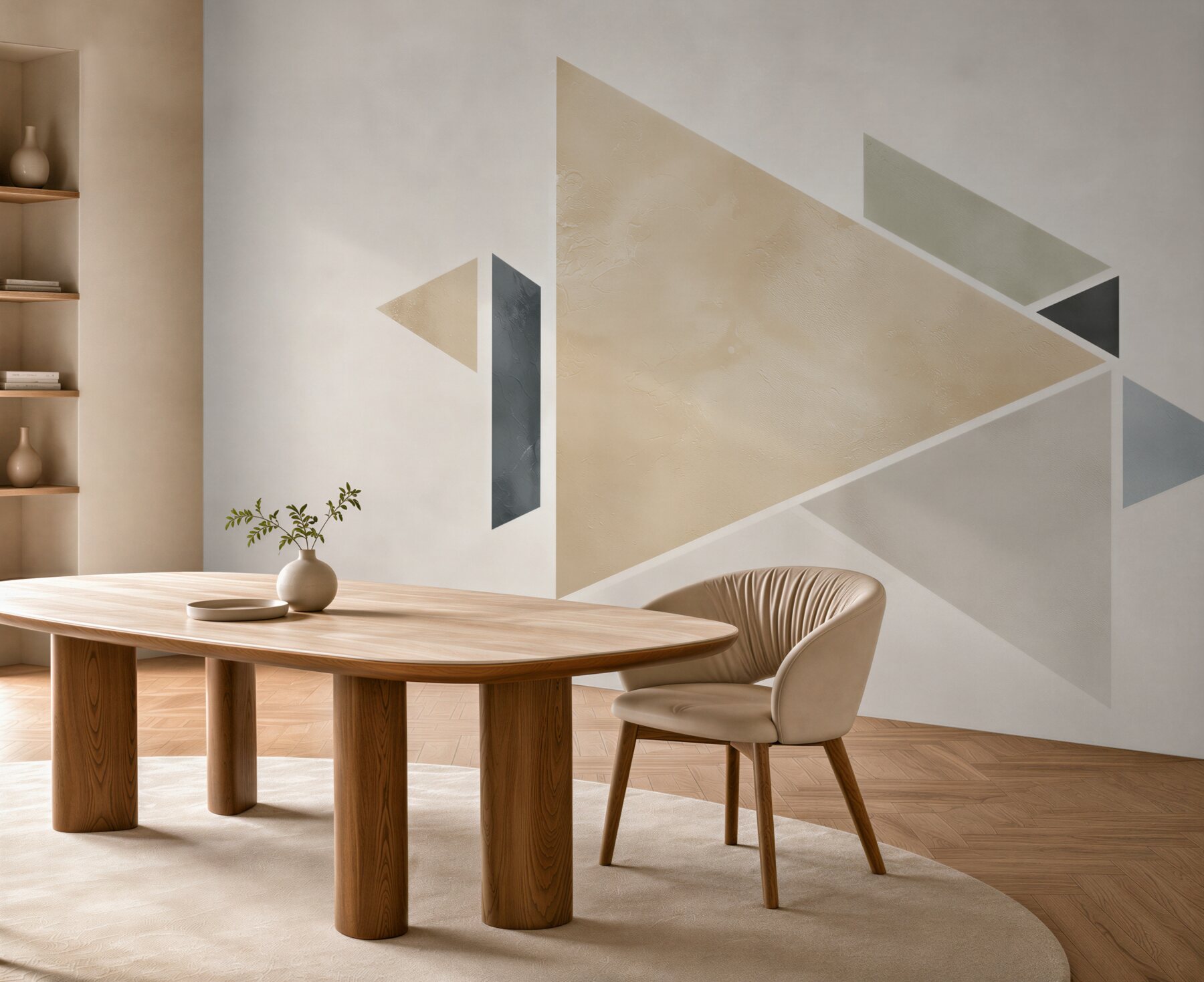 Fototapeta geometryczne trójkąty beżowo szare nowoczesna abstrakcja do salonu?v23