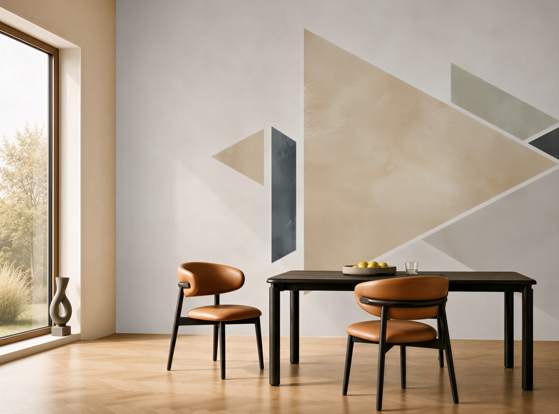Fototapeta geometryczne trójkąty beżowo szare nowoczesna abstrakcja do salonu?v23