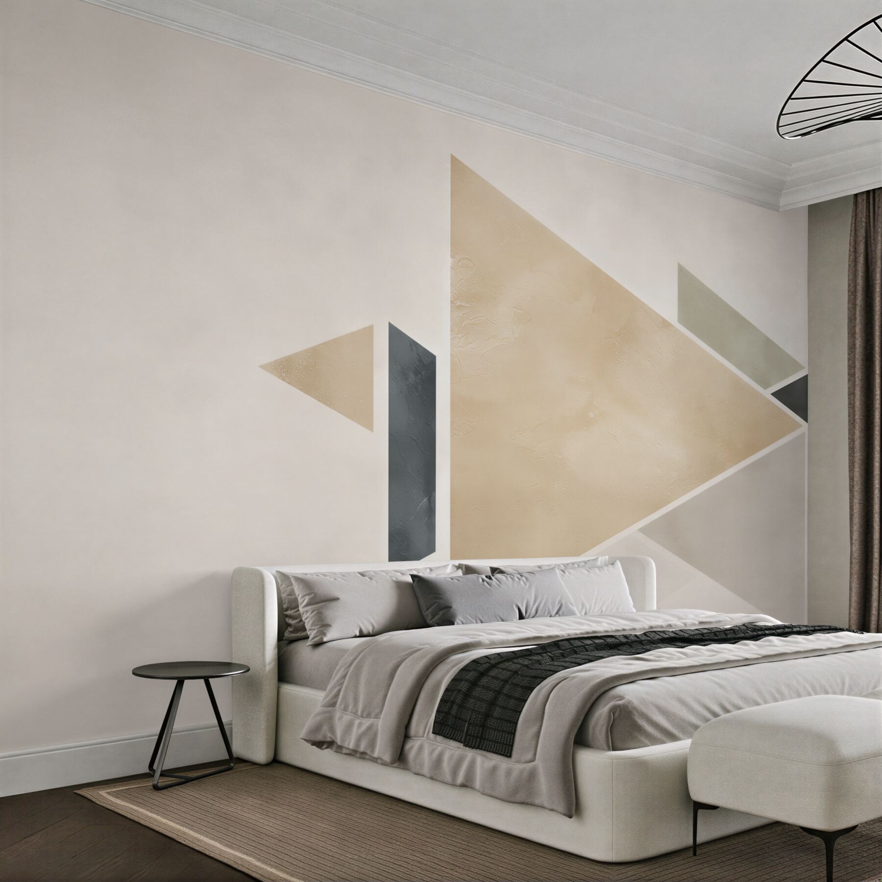 Fototapeta geometryczne trójkąty beżowo szare nowoczesna abstrakcja do salonu?v23