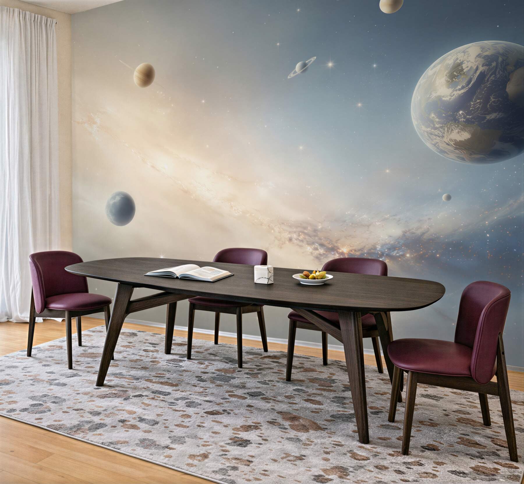 Fototapeta planety w kosmosie pastelowa galaktyka do nowoczesnego wnętrza?v23