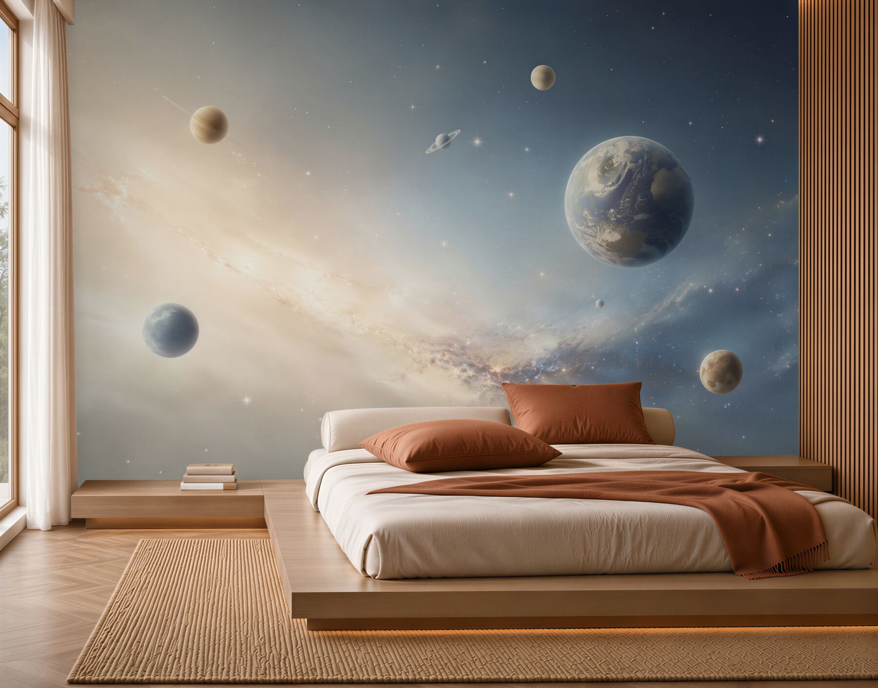 Fototapeta planety w kosmosie pastelowa galaktyka do nowoczesnego wnętrza?v23