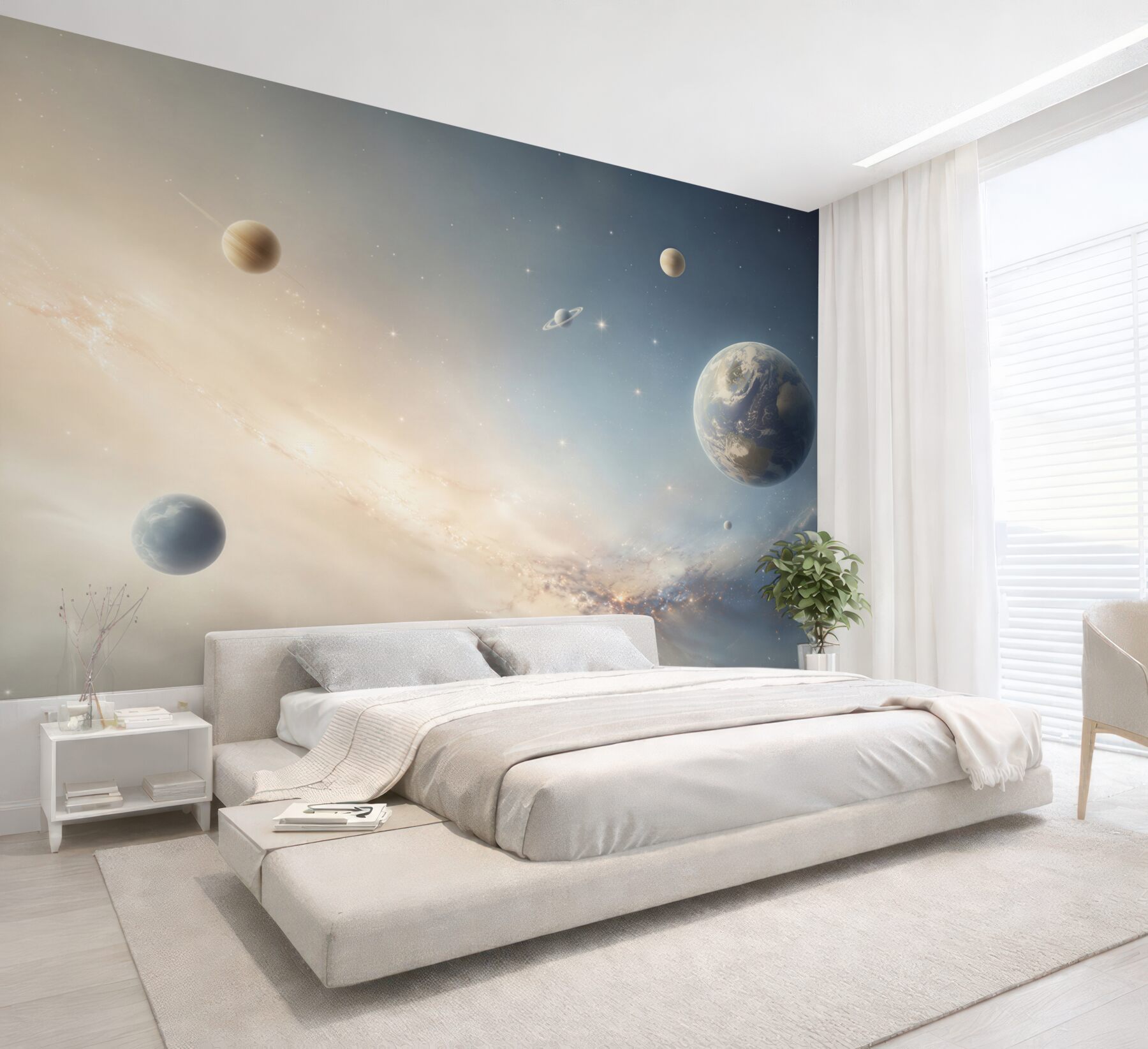 Fototapeta planety w kosmosie pastelowa galaktyka do nowoczesnego wnętrza?v23
