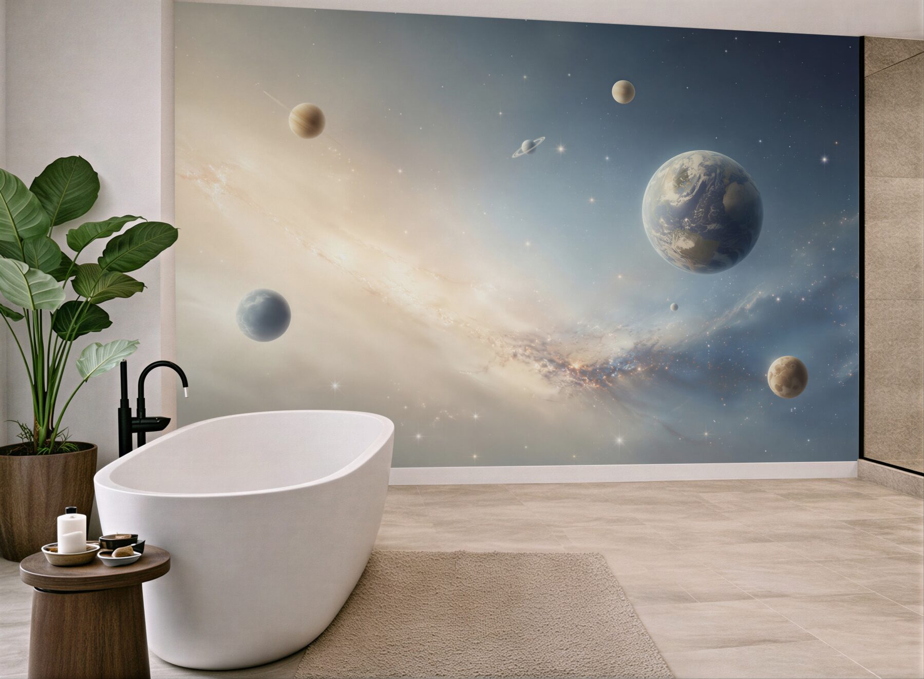 Fototapeta planety w kosmosie pastelowa galaktyka do nowoczesnego wnętrza?v23