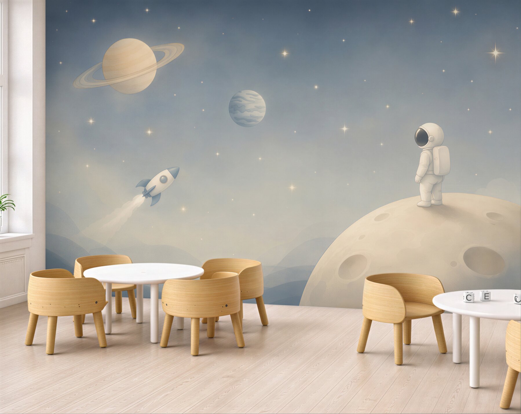 Fototapeta astronauta skateboard żółta planeta gwiazdy?v23