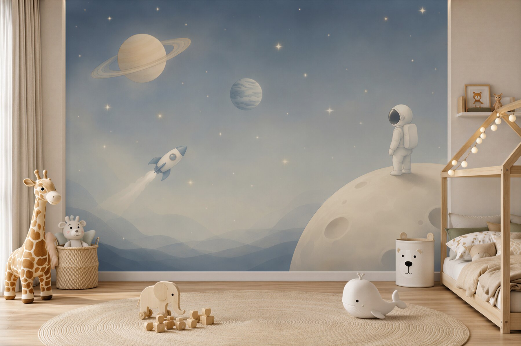 Fototapeta astronauta skateboard żółta planeta gwiazdy?v23