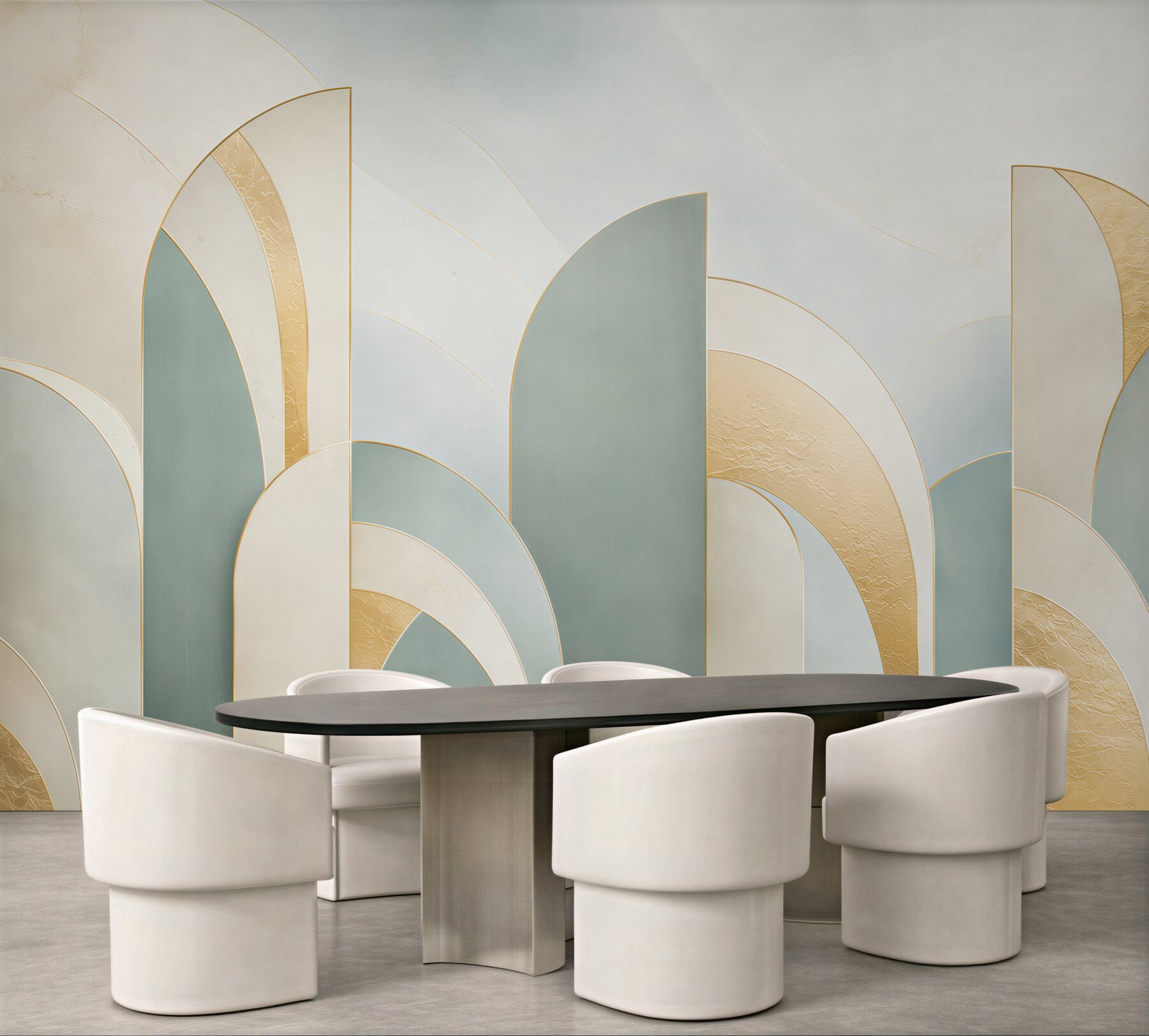 Fototapeta geometryczne łuki art deco błękitno złote eleganckie?v23