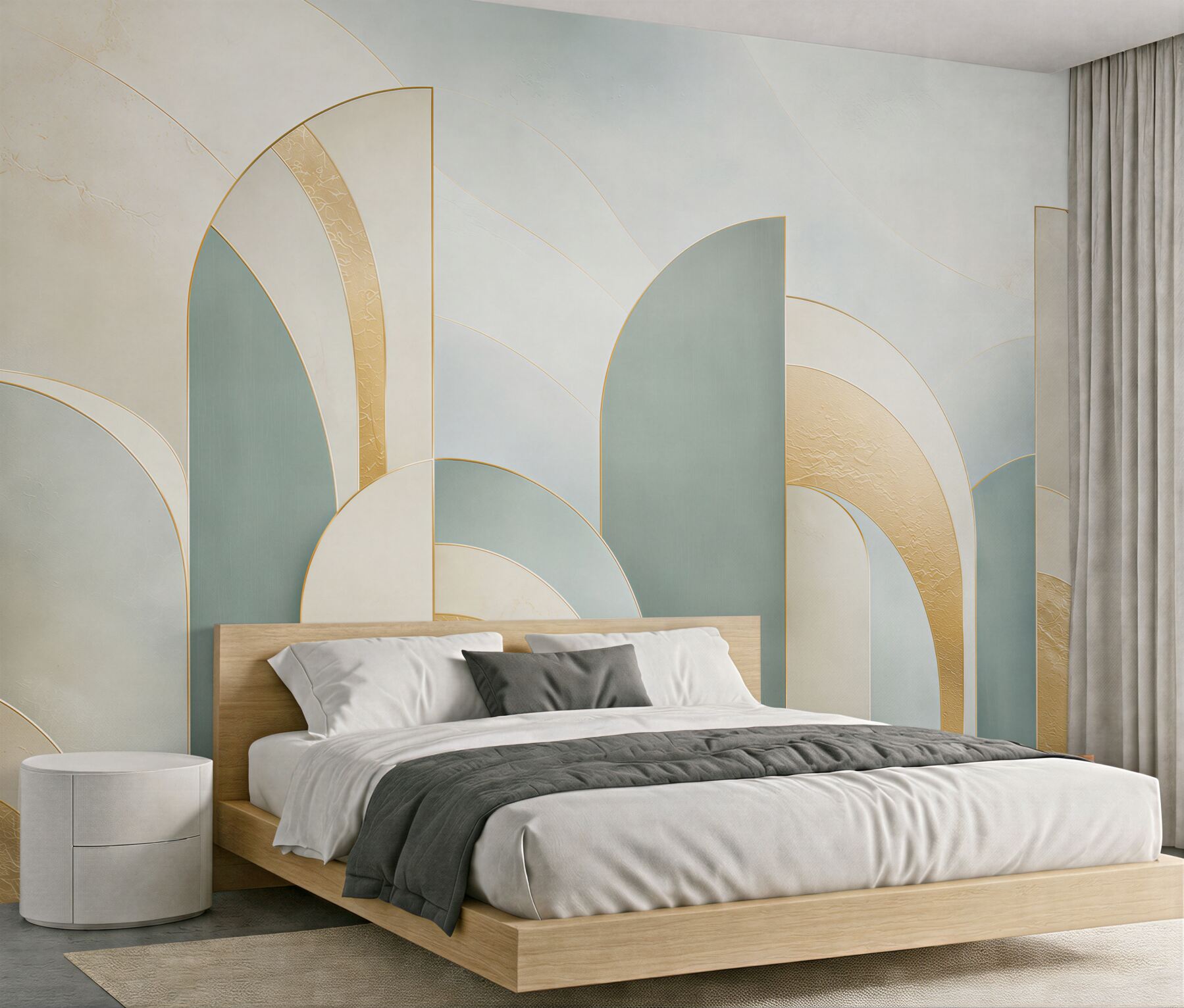 Fototapeta geometryczne łuki art deco błękitno złote eleganckie?v23