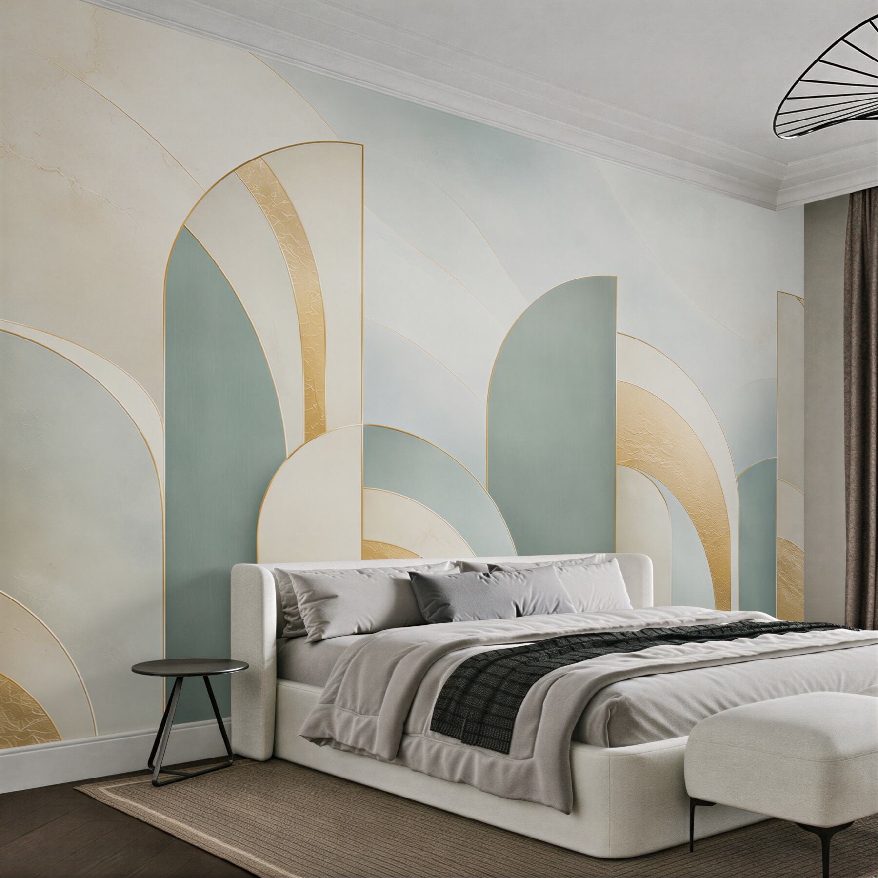 Fototapeta geometryczne łuki art deco błękitno złote eleganckie?v23