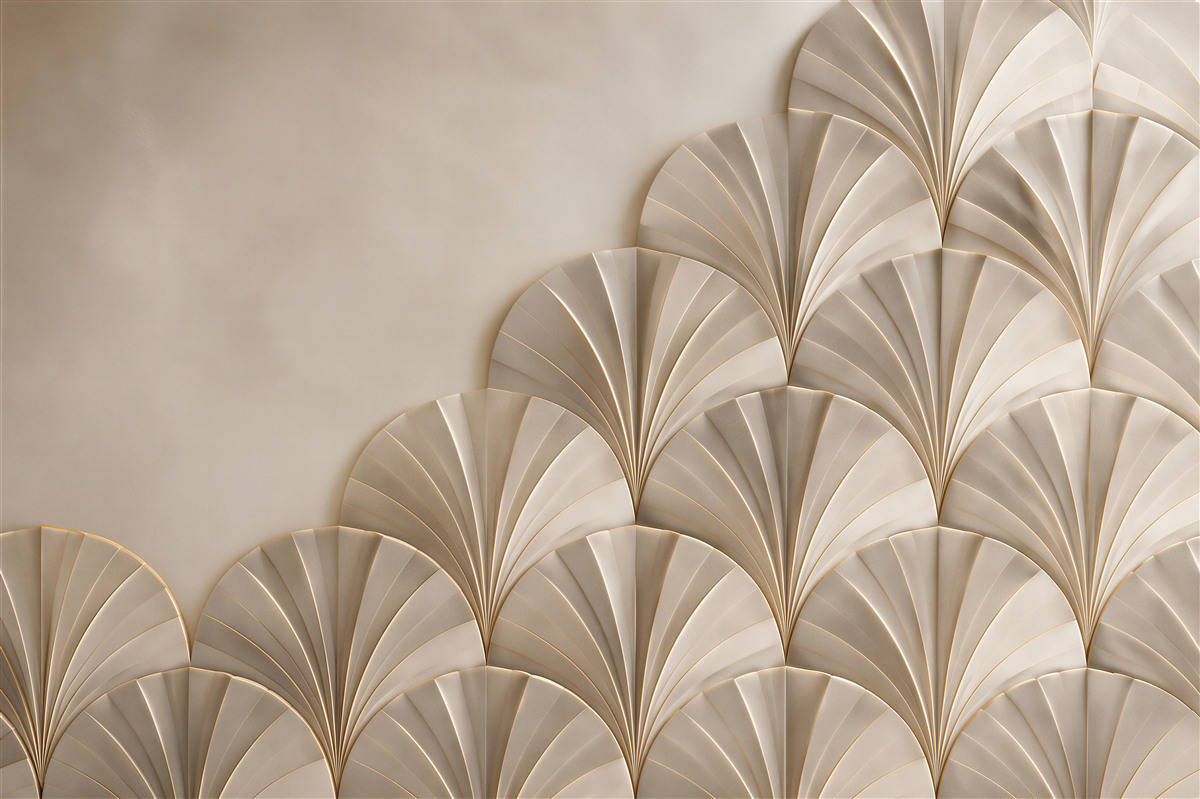 Fototapeta geometryczny wzór art déco beżowo złoty elegancki