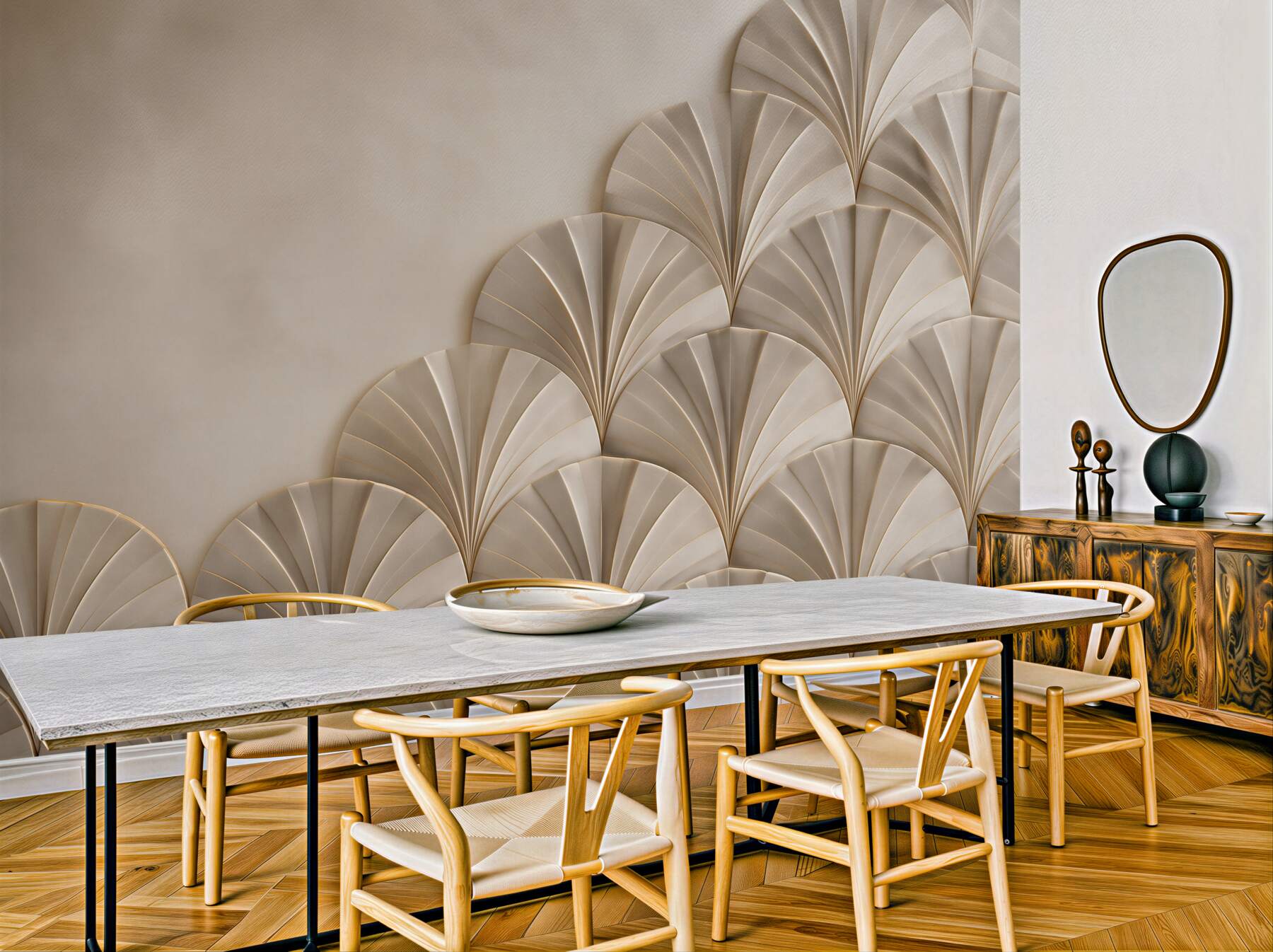 Fototapeta geometryczny wzór art déco beżowo złoty elegancki?v23