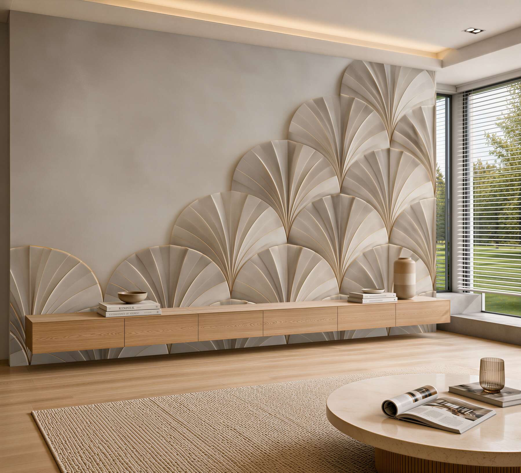 Fototapeta geometryczny wzór art déco beżowo złoty elegancki?v23