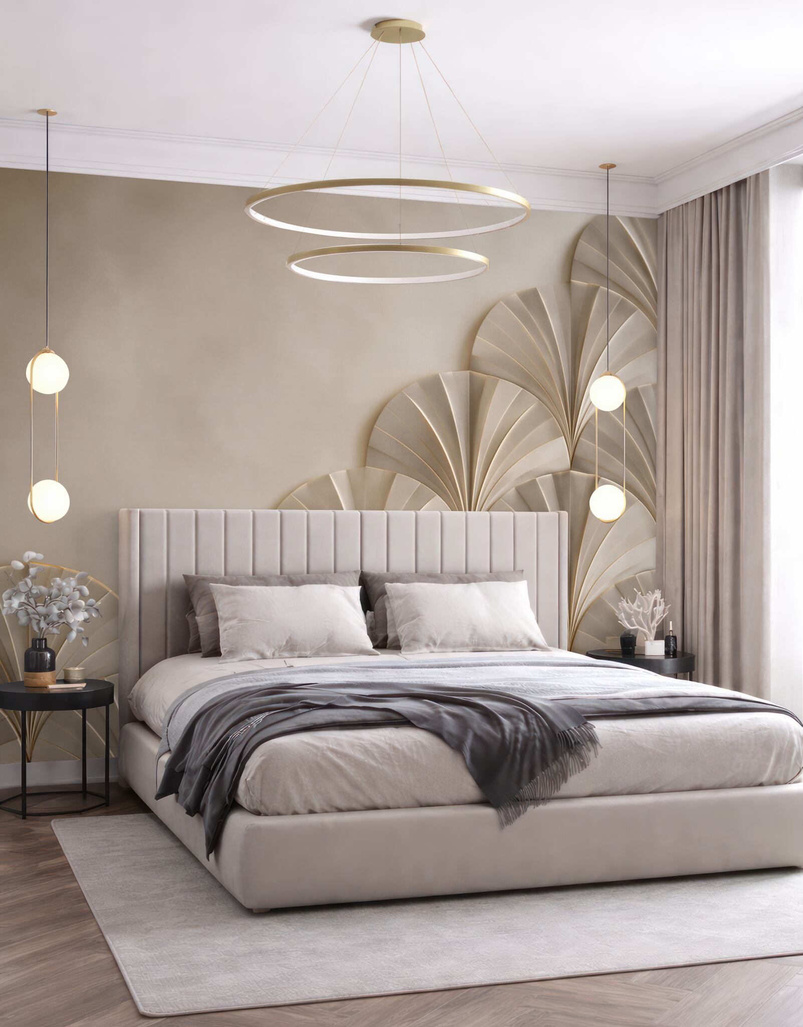 Fototapeta geometryczny wzór art déco beżowo złoty elegancki?v23