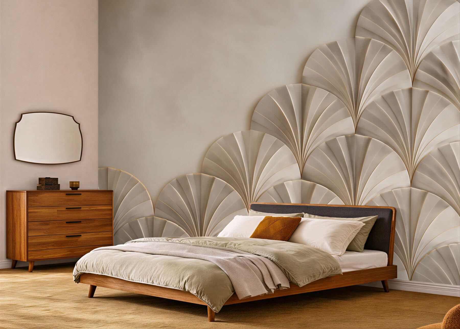Fototapeta geometryczny wzór art déco beżowo złoty elegancki?v23