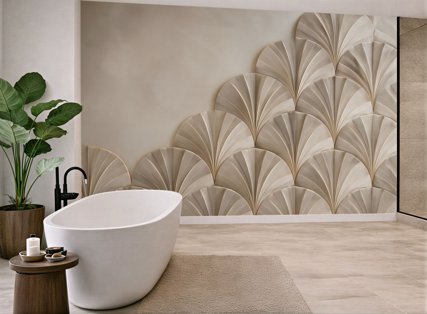 Fototapeta geometryczny wzór art déco beżowo złoty elegancki?v23