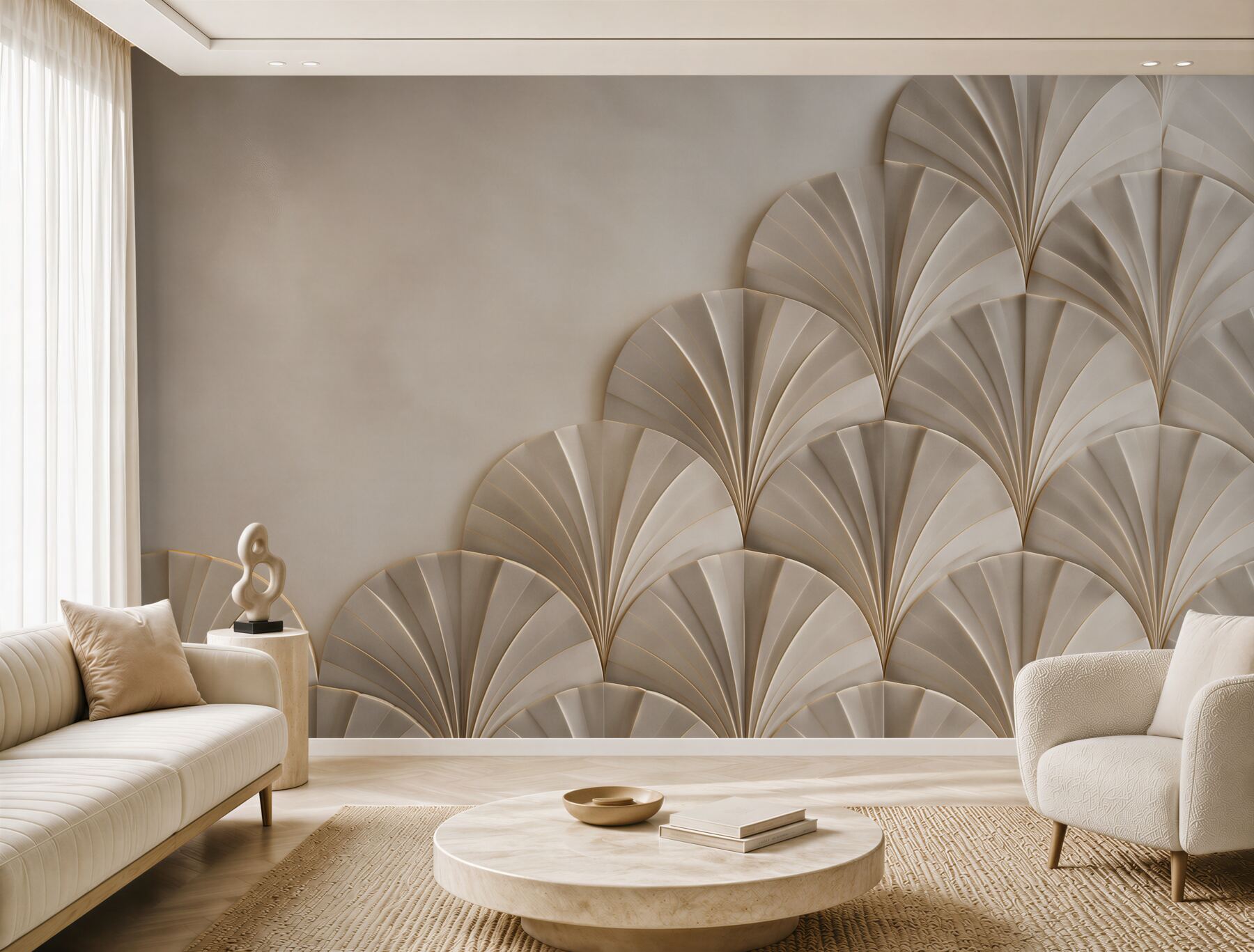 Fototapeta geometryczny wzór art déco beżowo złoty elegancki?v23