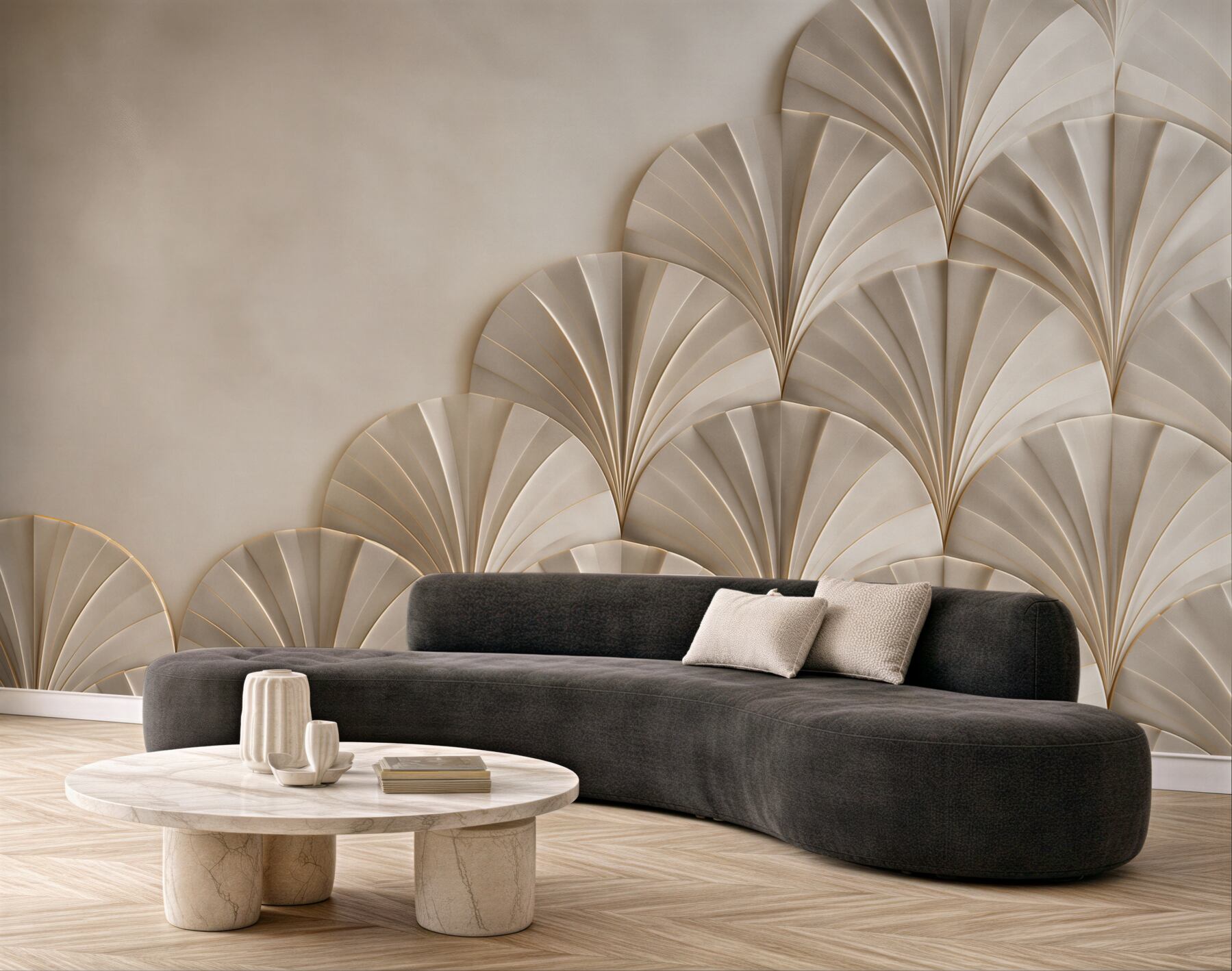 Fototapeta geometryczny wzór art déco beżowo złoty elegancki?v23