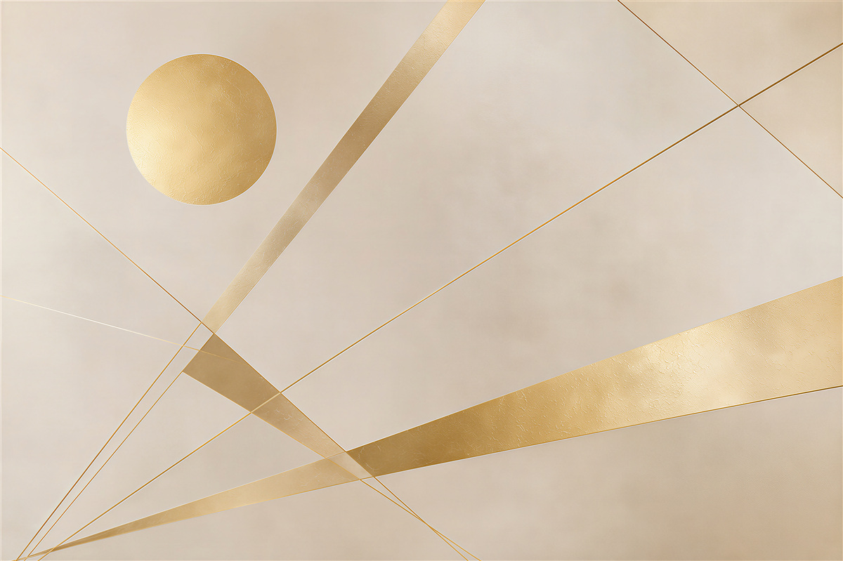 Fototapeta abstrakcja geometryczna ze złotymi liniami na jasnym tle