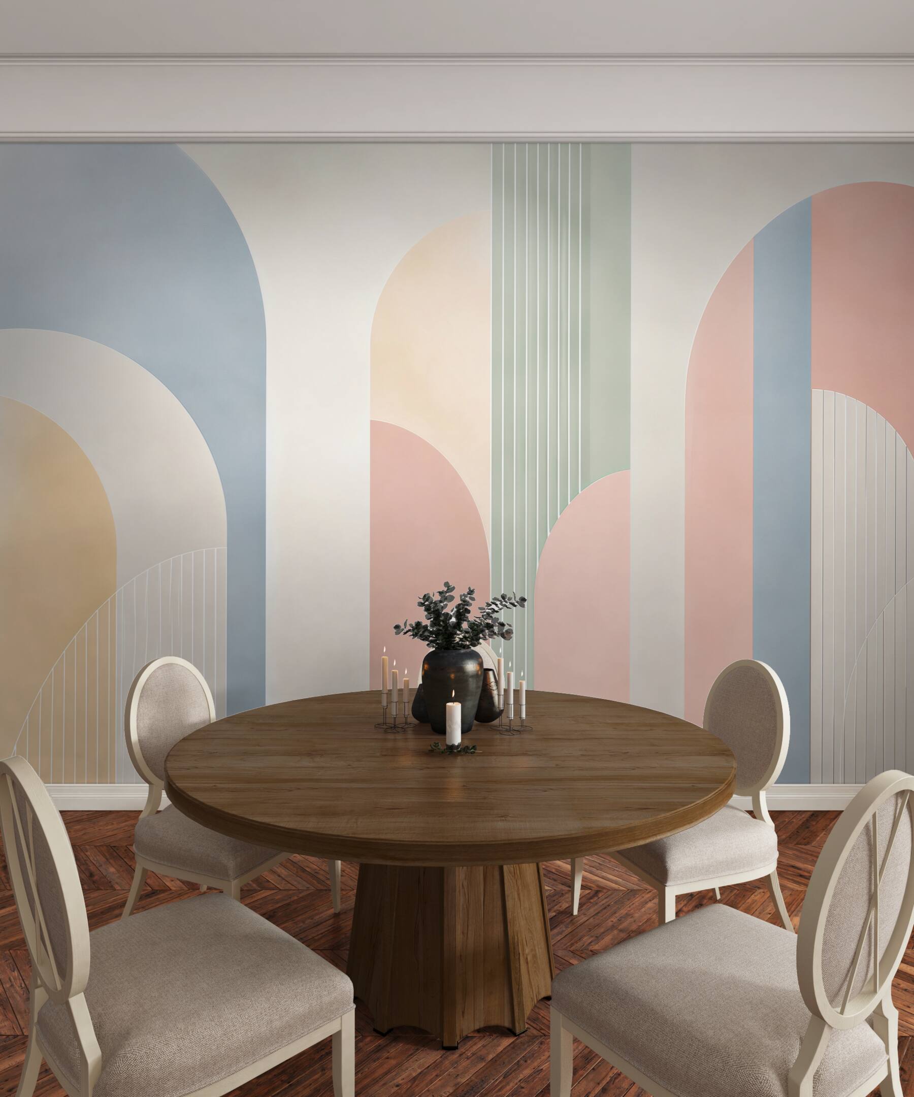 Fototapeta geometryczne łuki pastelowe nowoczesna abstrakcja art deco?v23