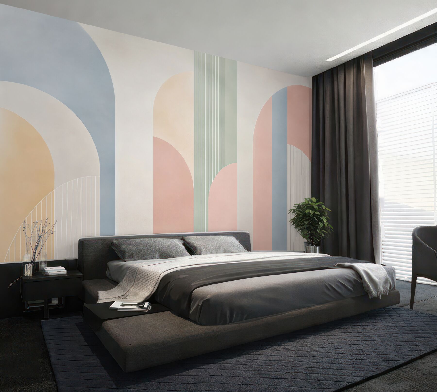 Fototapeta geometryczne łuki pastelowe nowoczesna abstrakcja art deco?v23
