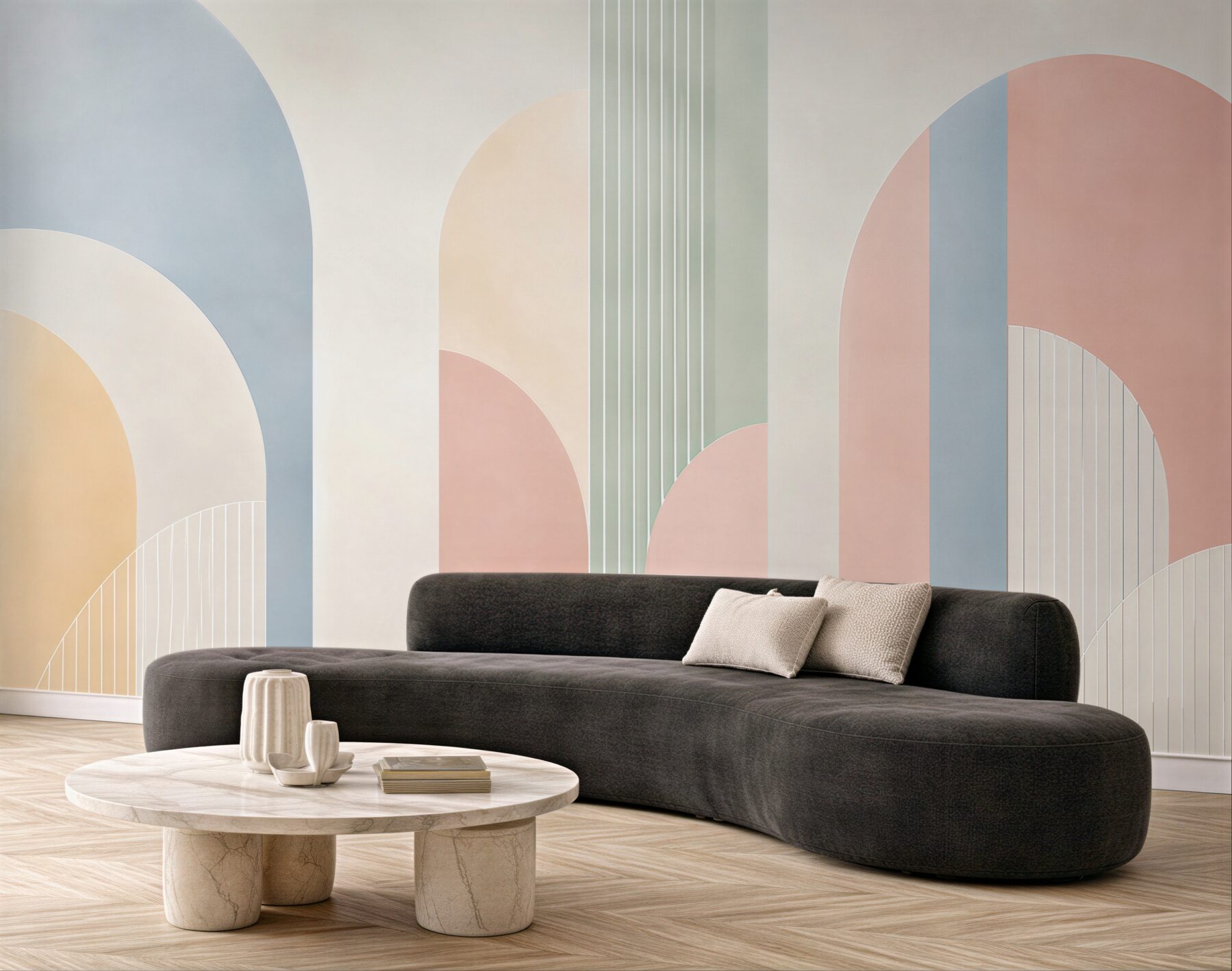 Fototapeta geometryczne łuki pastelowe nowoczesna abstrakcja art deco?v23