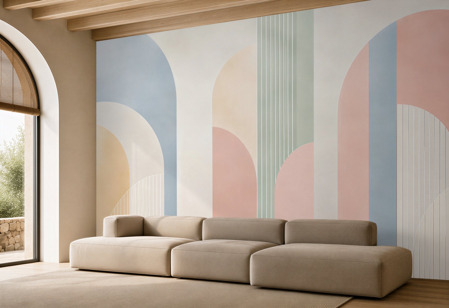 Fototapeta geometryczne łuki pastelowe nowoczesna abstrakcja art deco?v23