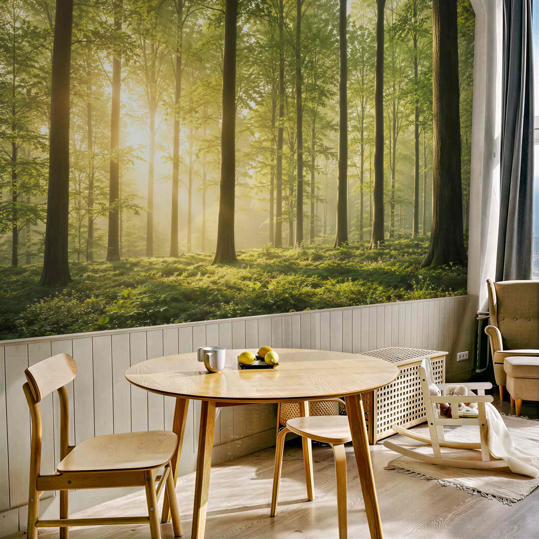 Fototapeta zielony las w promieniach słońca świeży naturalny krajobraz?v23