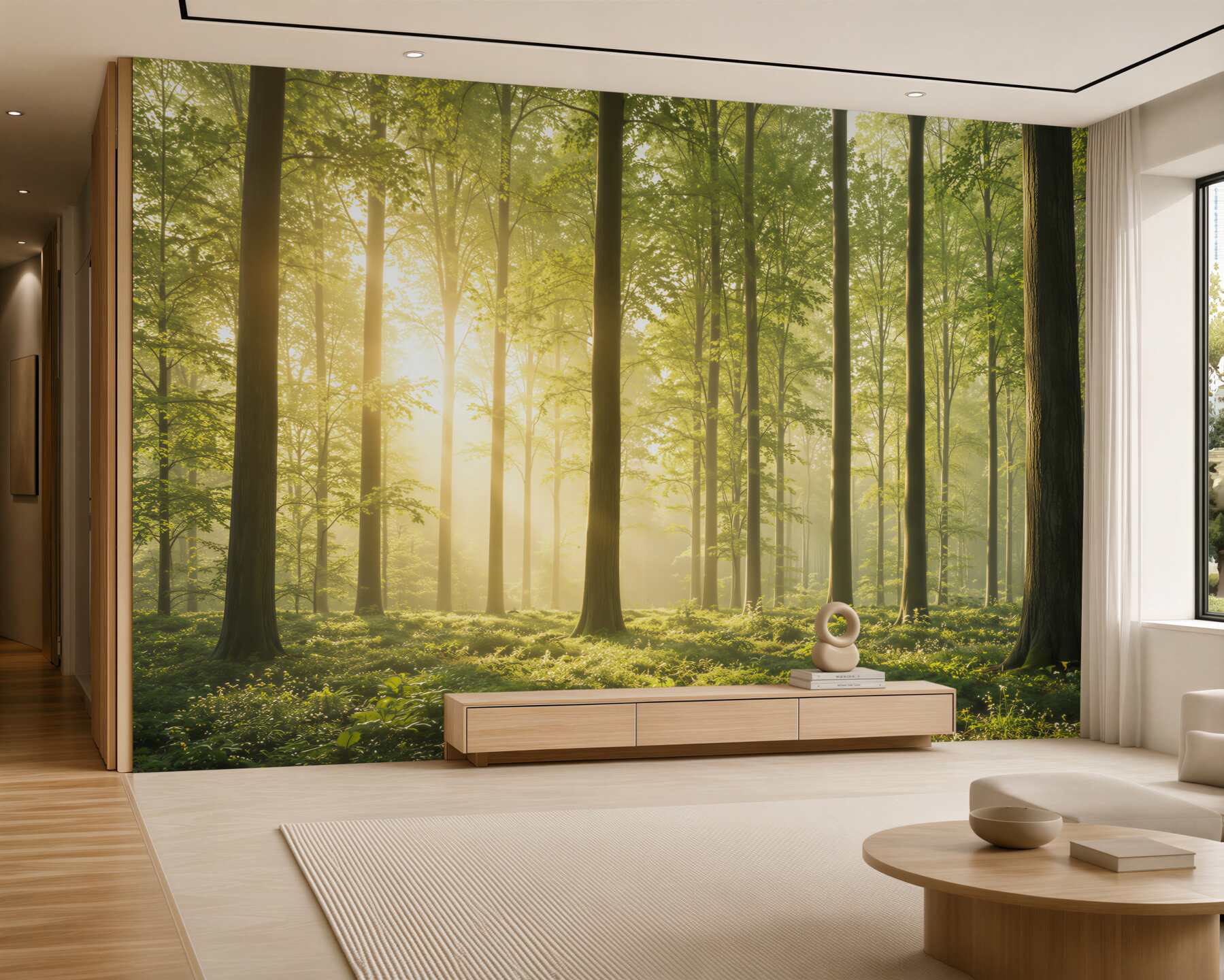 Fototapeta zielony las w promieniach słońca świeży naturalny krajobraz?v23