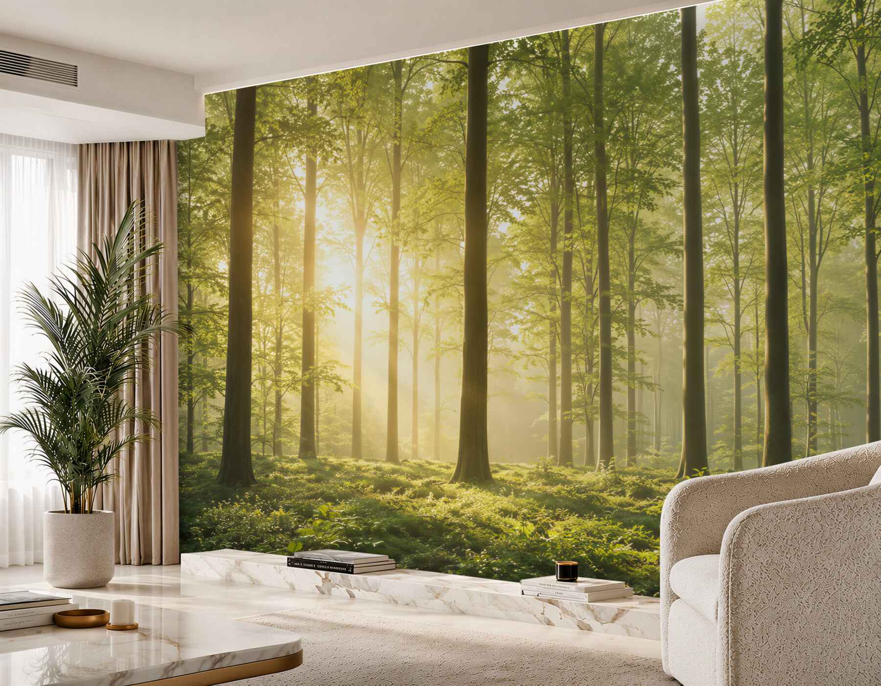 Fototapeta zielony las w promieniach słońca świeży naturalny krajobraz?v23