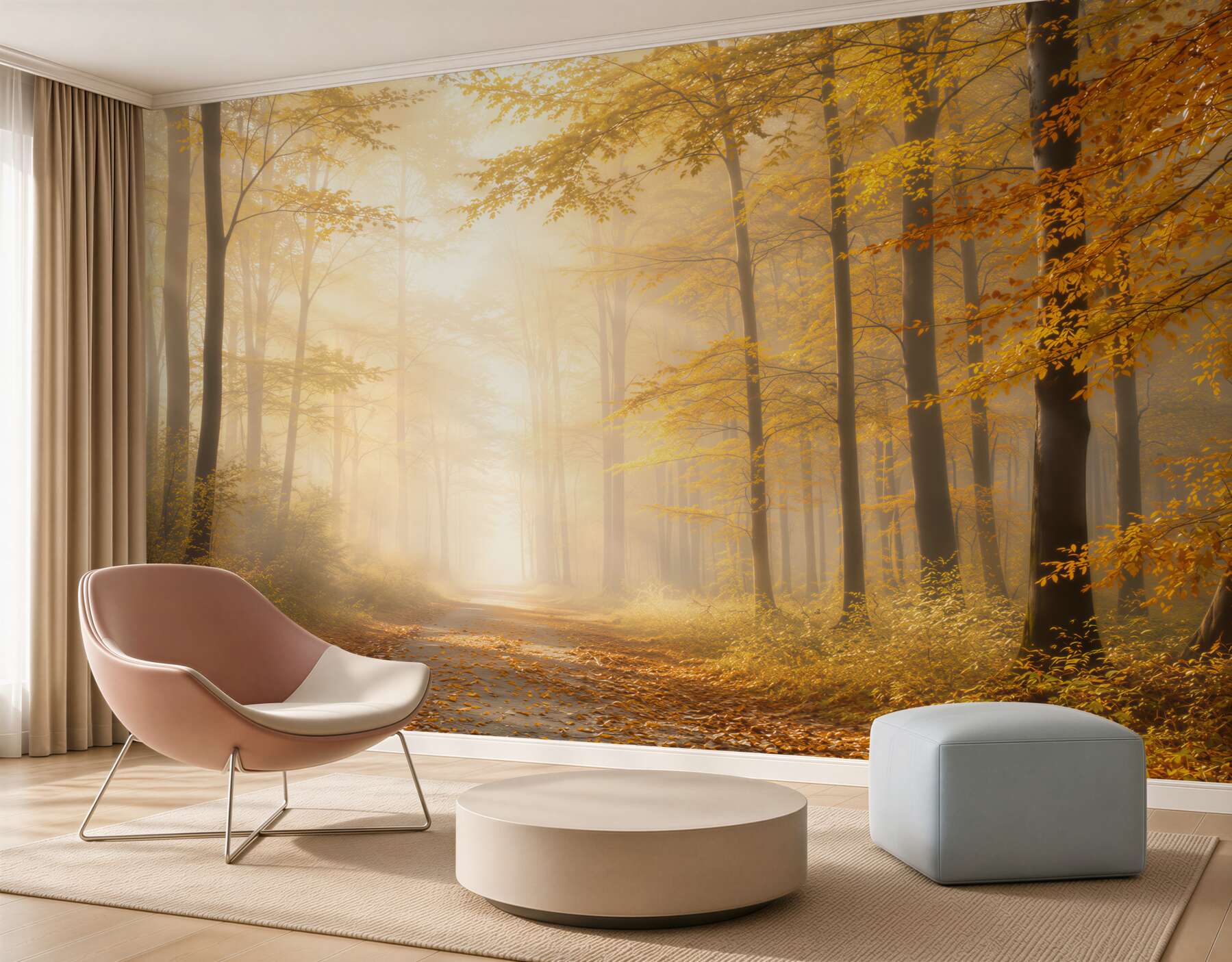 Fototapeta jesienny las ze ścieżką w złotym świetle?v23