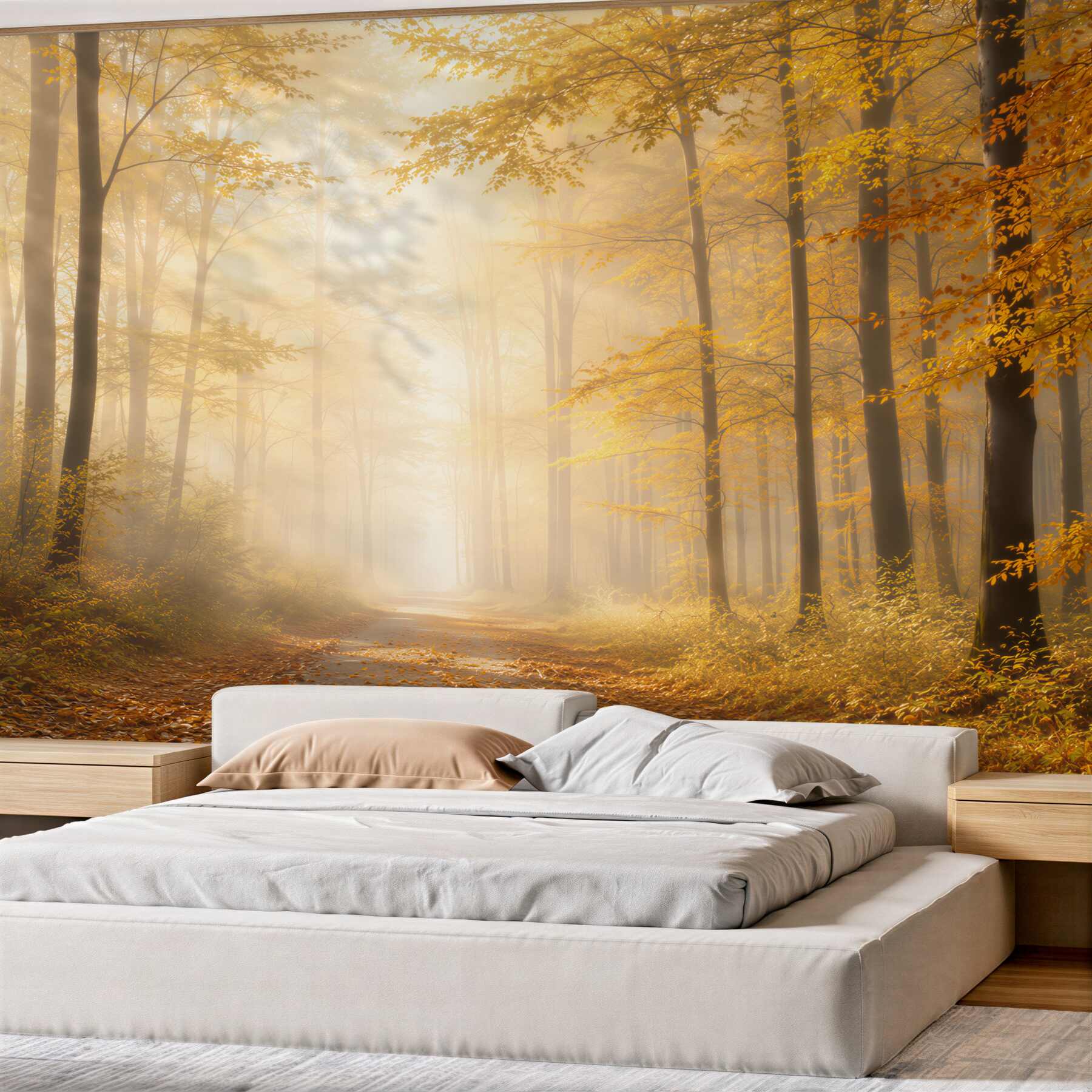 Fototapeta jesienny las ze ścieżką w złotym świetle?v23