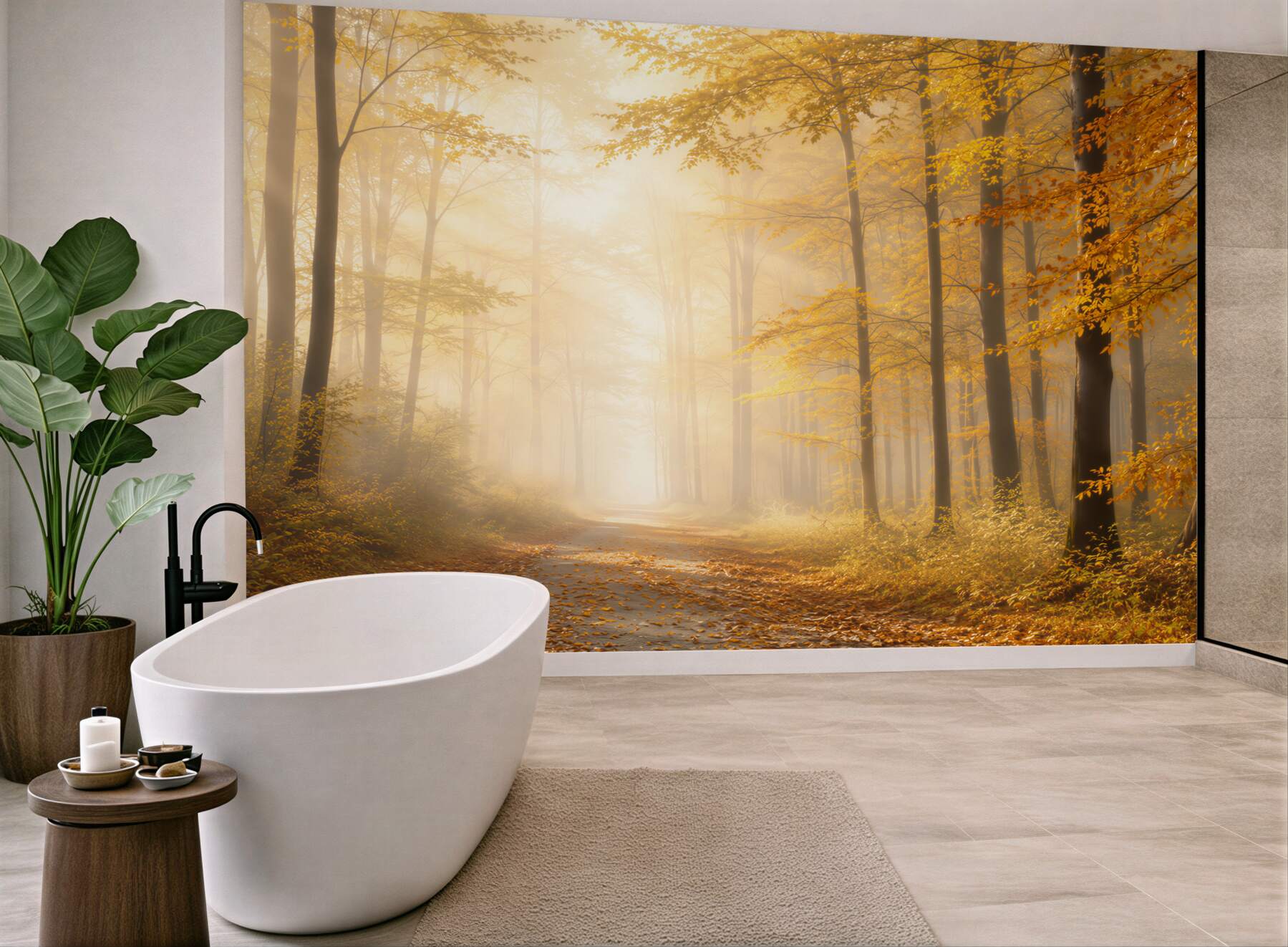 Fototapeta jesienny las ze ścieżką w złotym świetle?v23