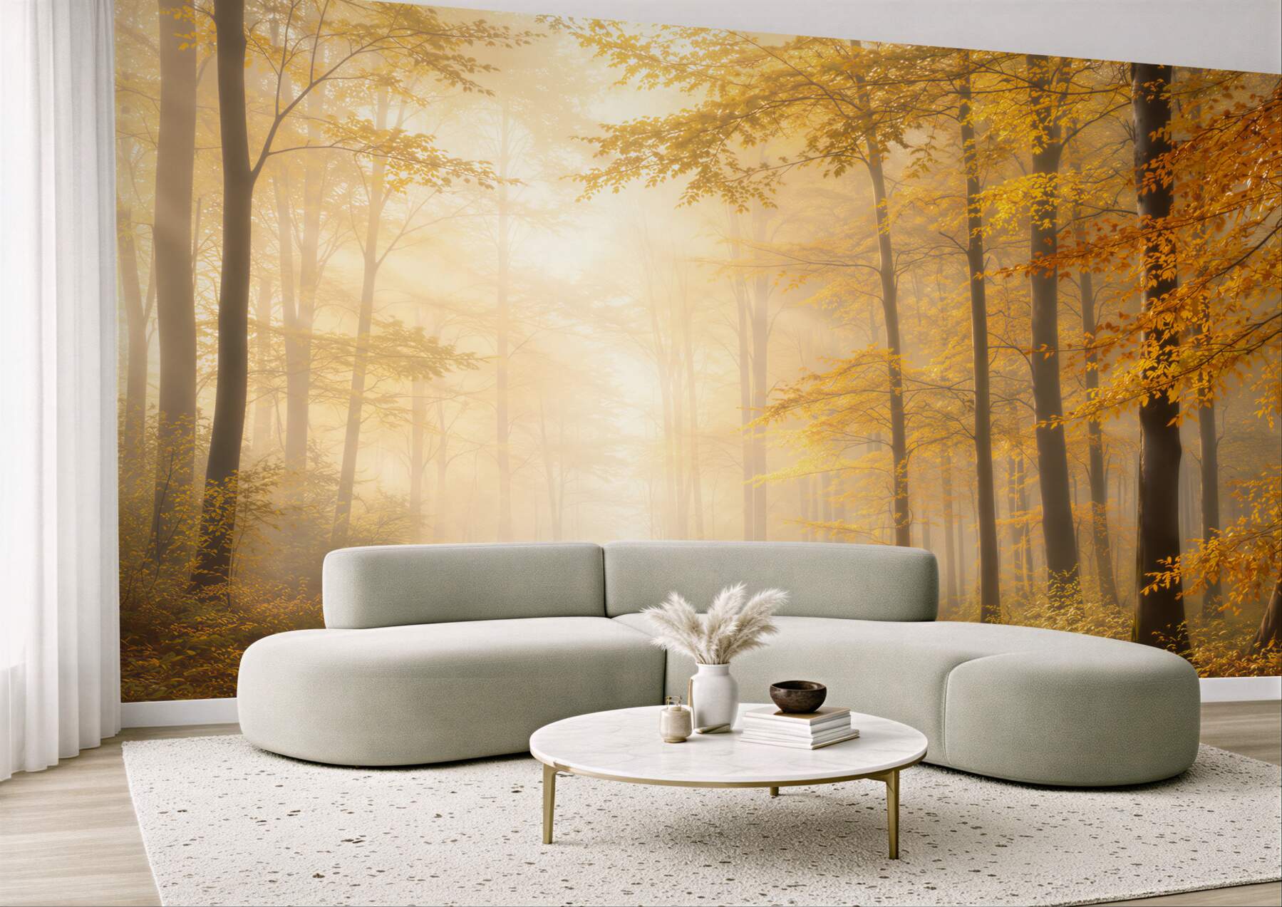 Fototapeta jesienny las ze ścieżką w złotym świetle?v23
