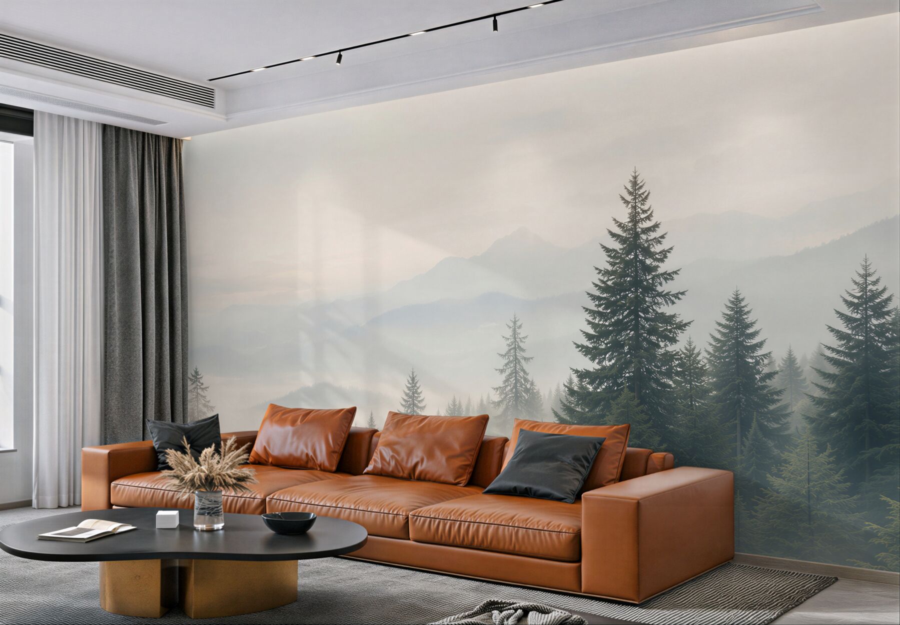 Fototapeta góry we mgle z sosnowym lasem spokojny pejzaż?v23