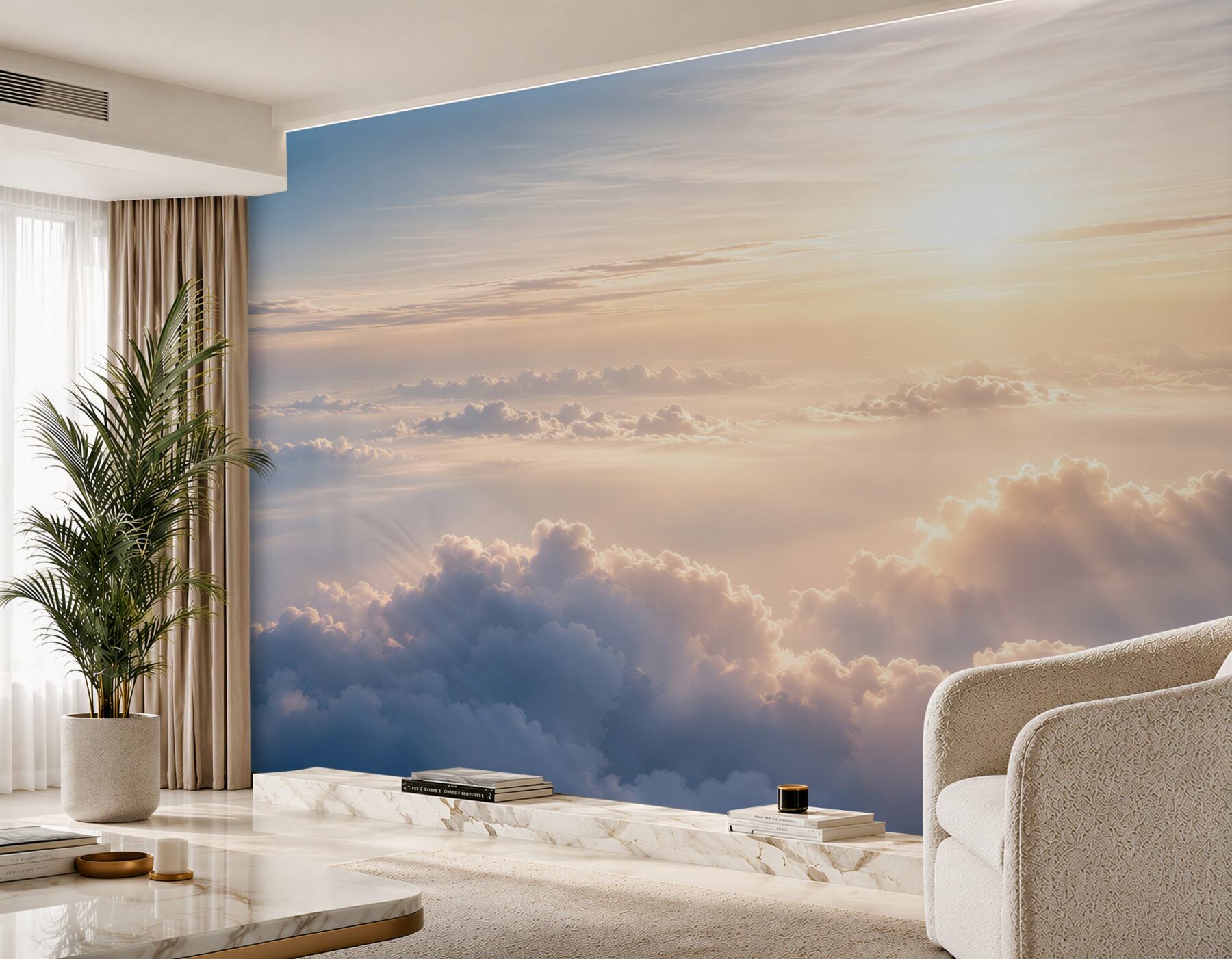 Fototapeta chmury i promienie słońca pastelowe niebo spokojna atmosfera?v23