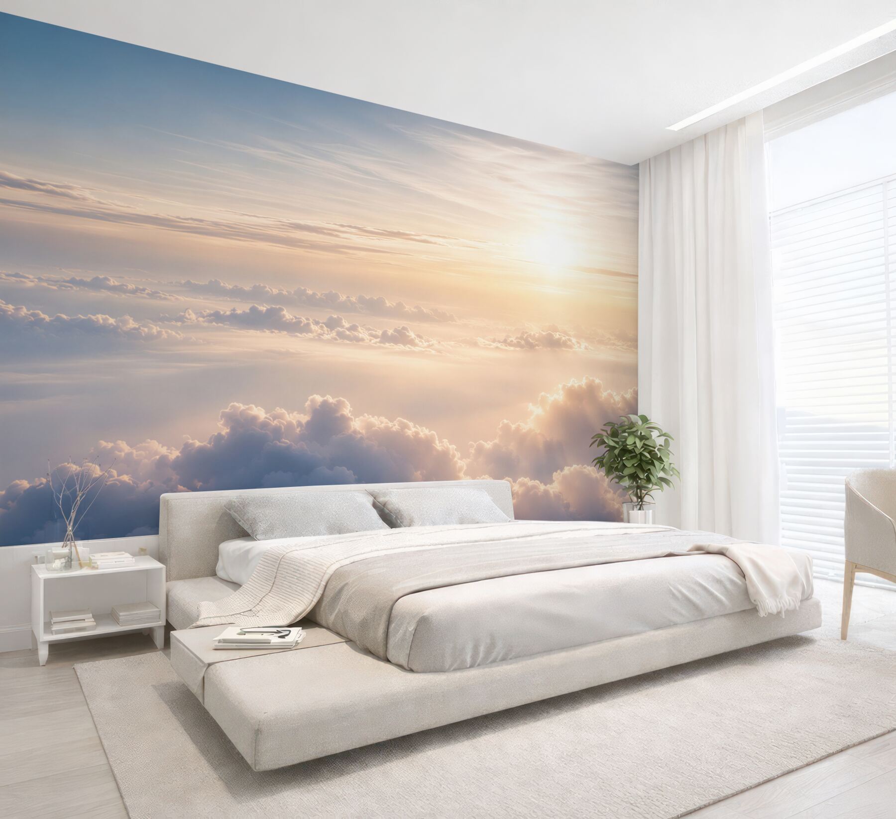 Fototapeta chmury i promienie słońca pastelowe niebo spokojna atmosfera?v23