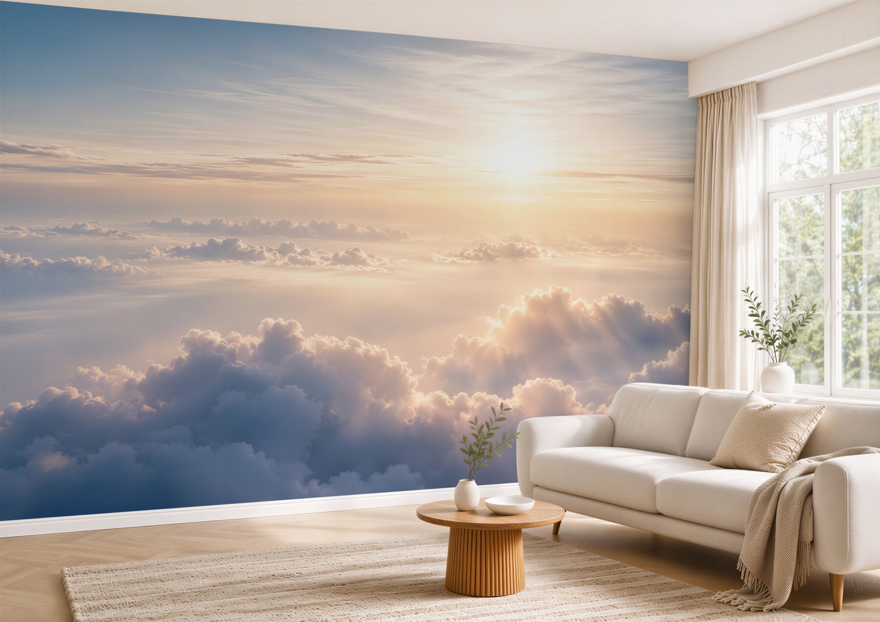 Fototapeta chmury i promienie słońca pastelowe niebo spokojna atmosfera?v23