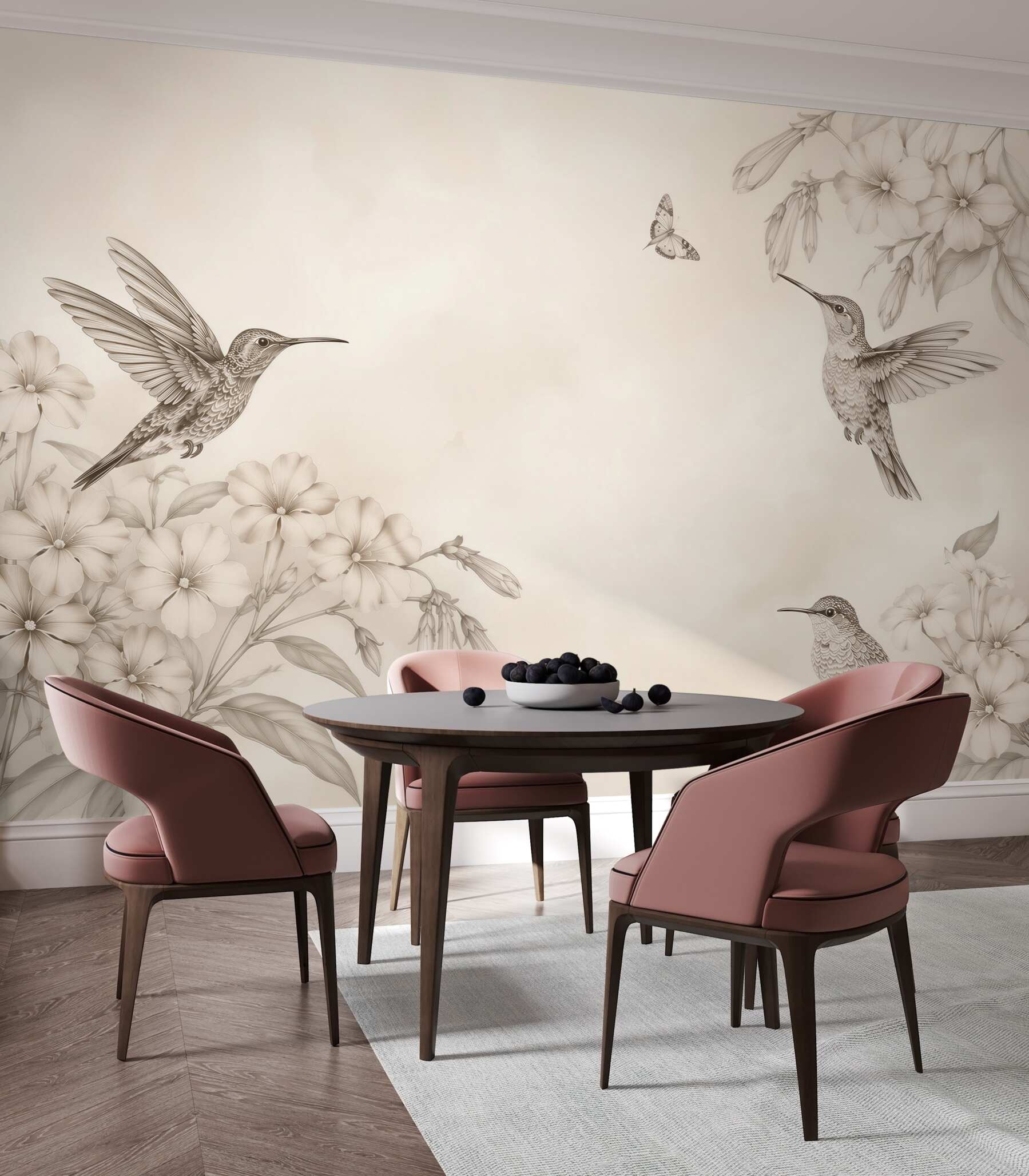 Fototapeta Piękne tła bez szwu tapety z humingbirds w rocznika?v23