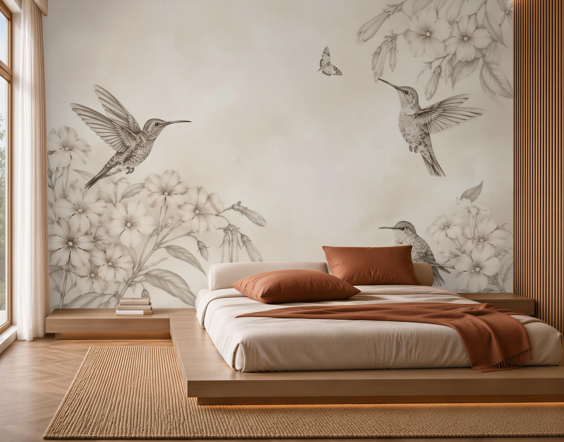 Fototapeta Piękne tła bez szwu tapety z humingbirds w rocznika?v23